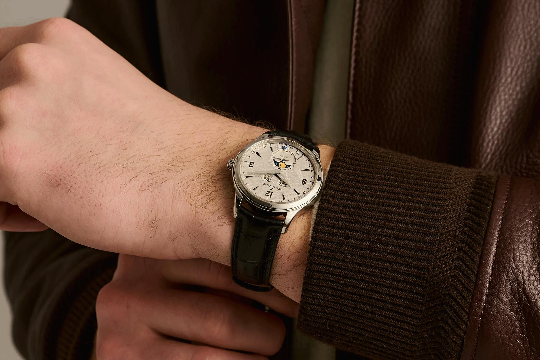 A Patek Phillipe 5000R, A Seiko 7018-8000, A Zodiac Poor Man's Heuer Reference 7721, And A Jaeger LeCoultre Master Calendar Moonphase Meteorite