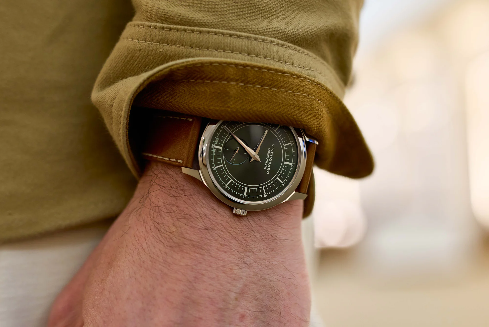 Wearing a Chopard L.U.C. XPS Forest Green