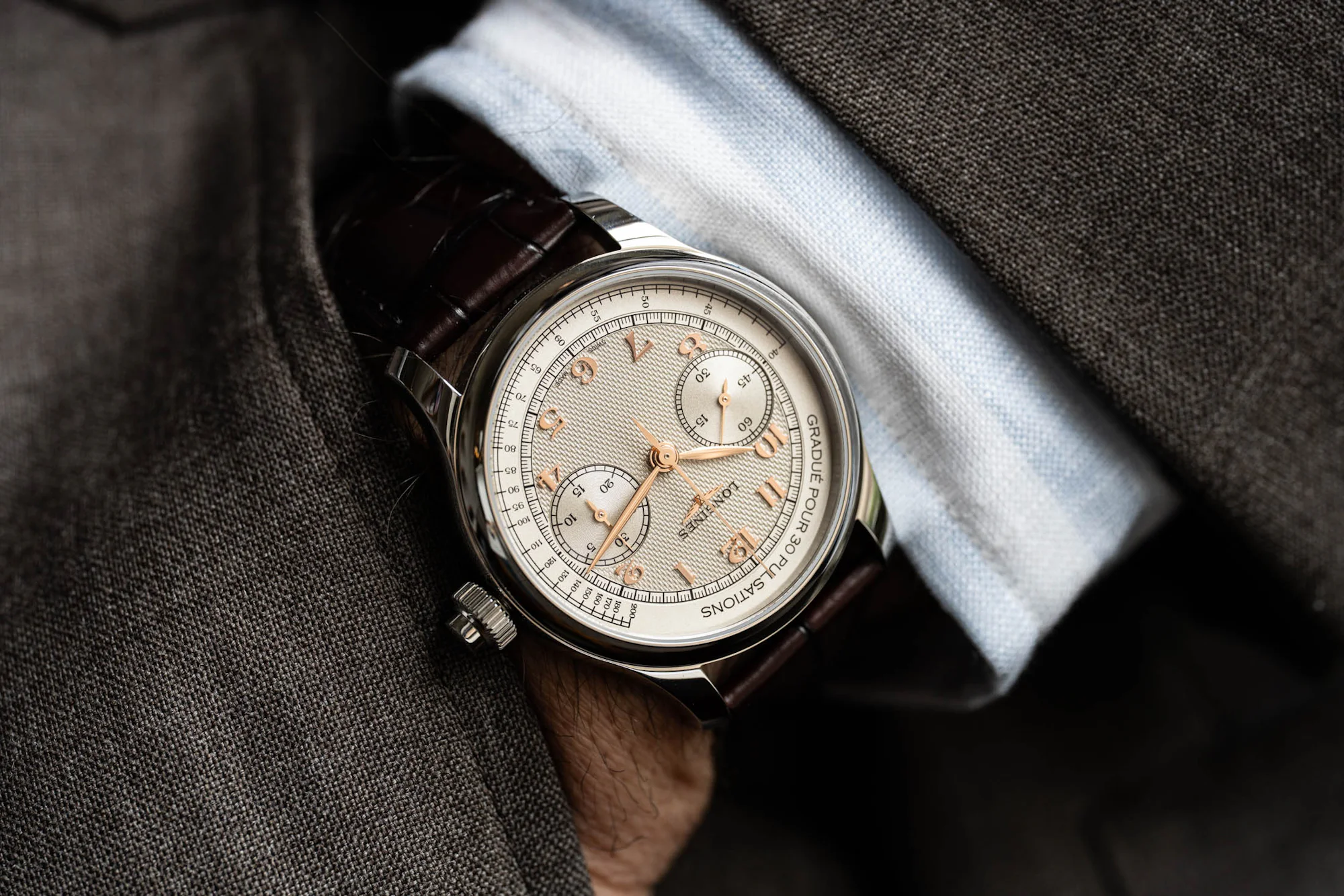 Longines Master Collection Monopusher Silver Wristshot