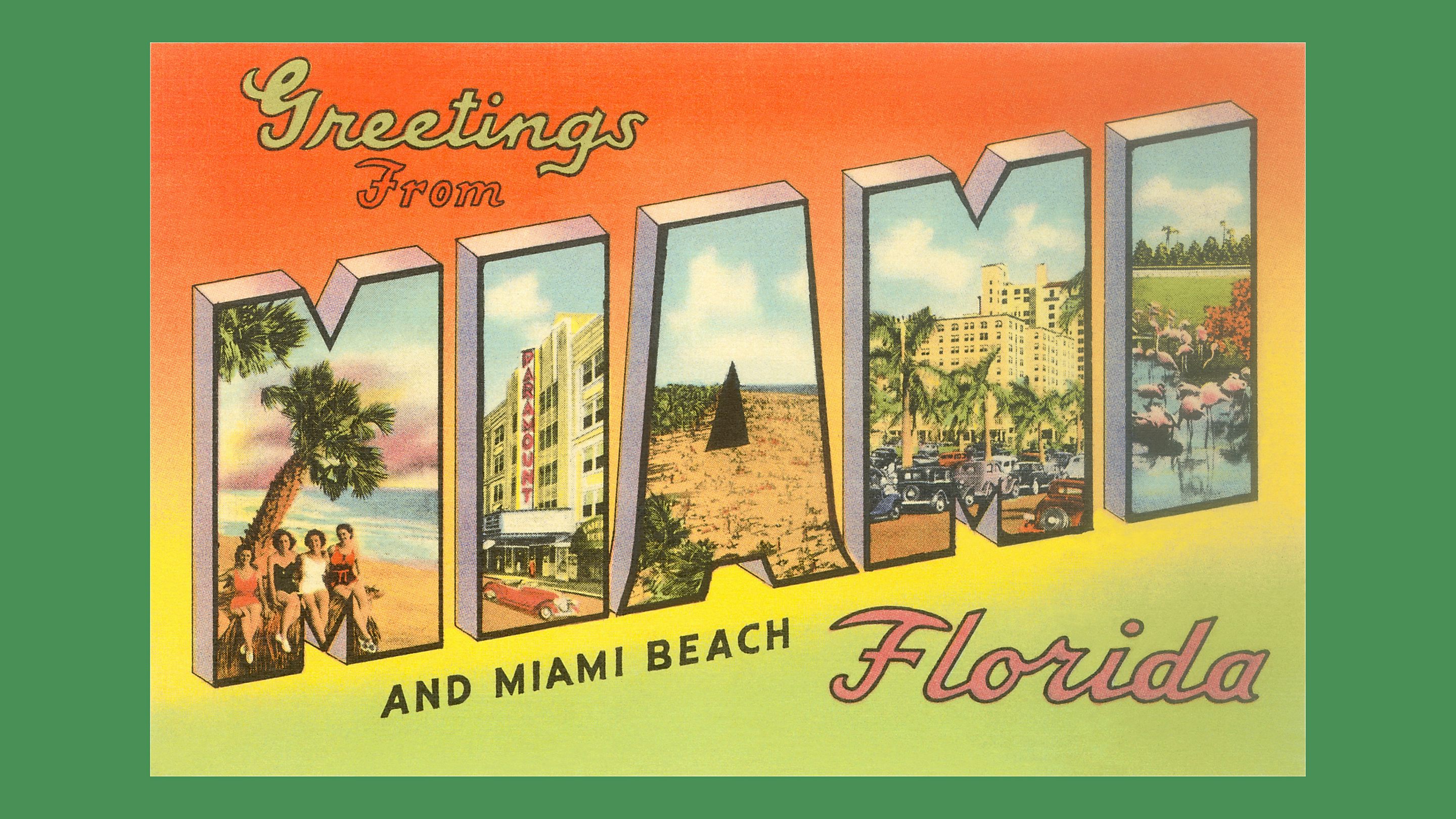 Metal Sign - Miami Skyline - Vintage Look