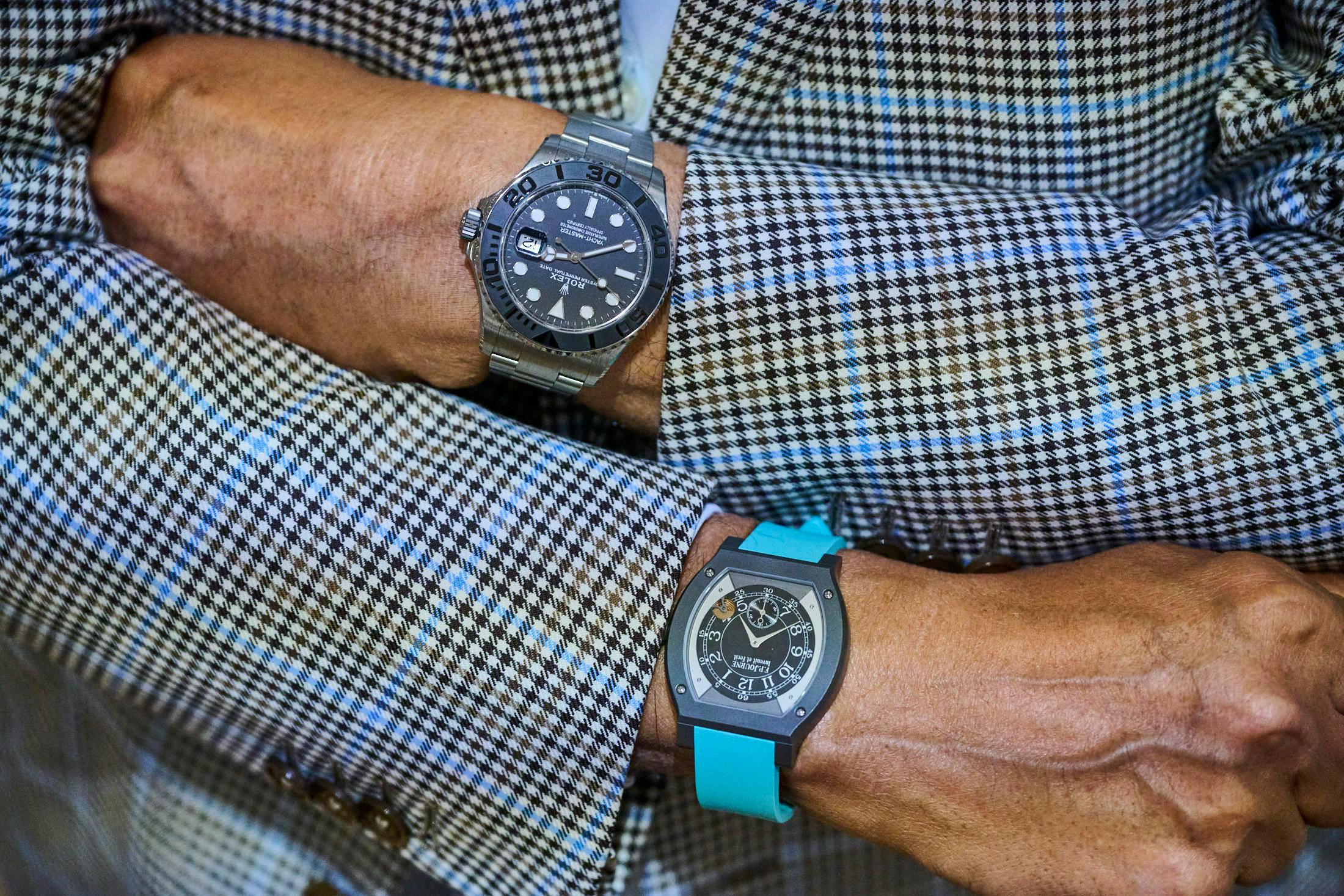 Rolex Yachtmaster in RLX Titanium and an FP Journe Élégante
