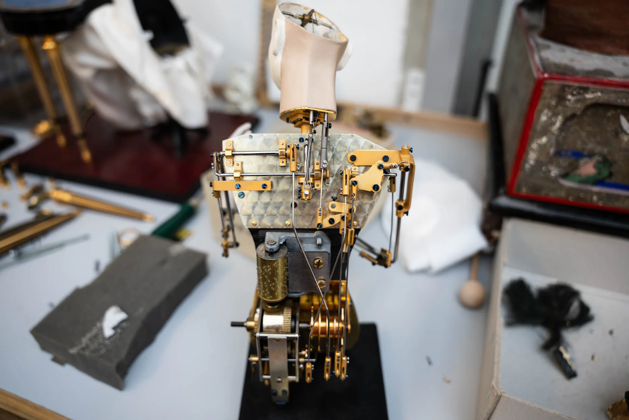 Back of automaton figurine