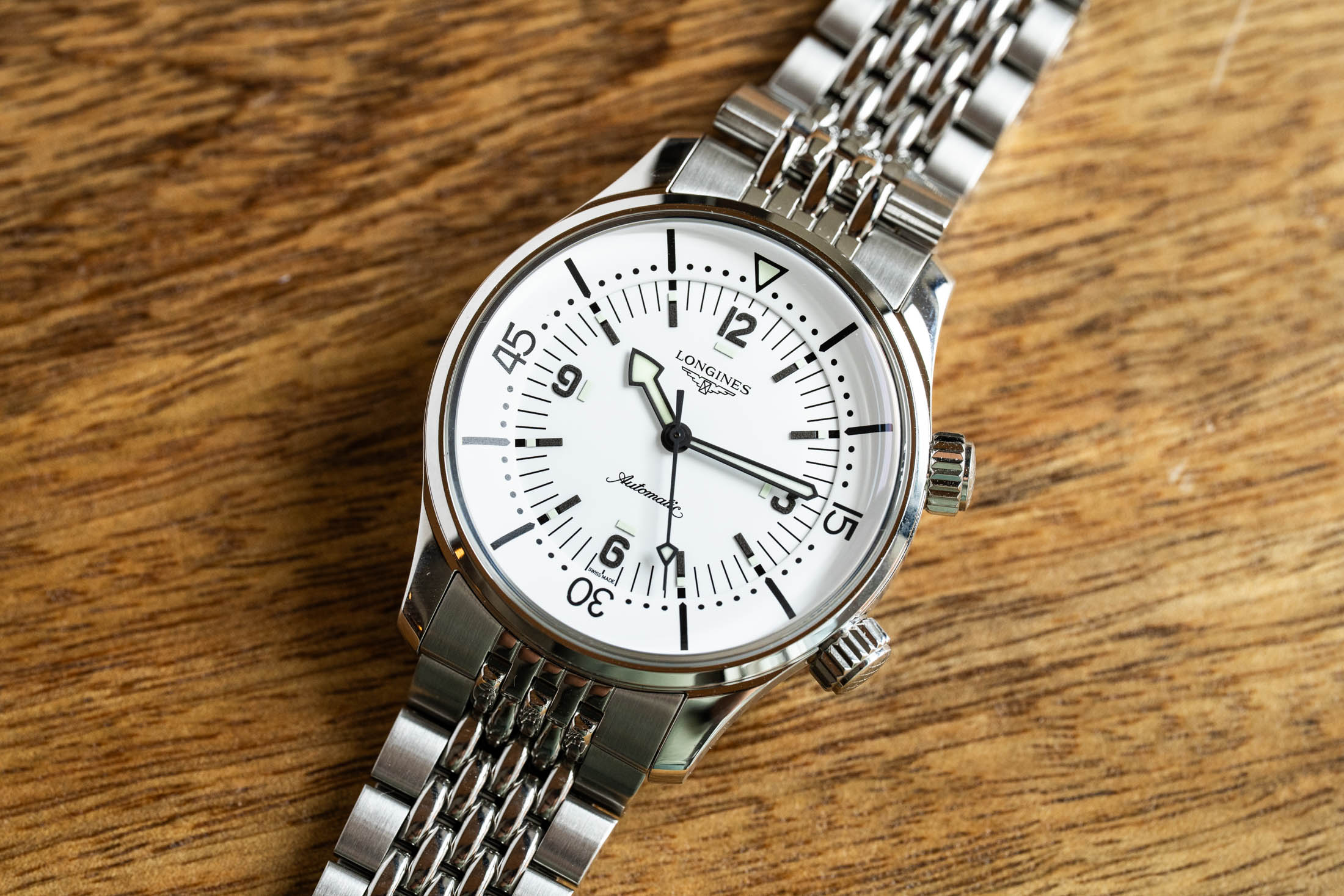 Legend Diver White Dial slanted shot