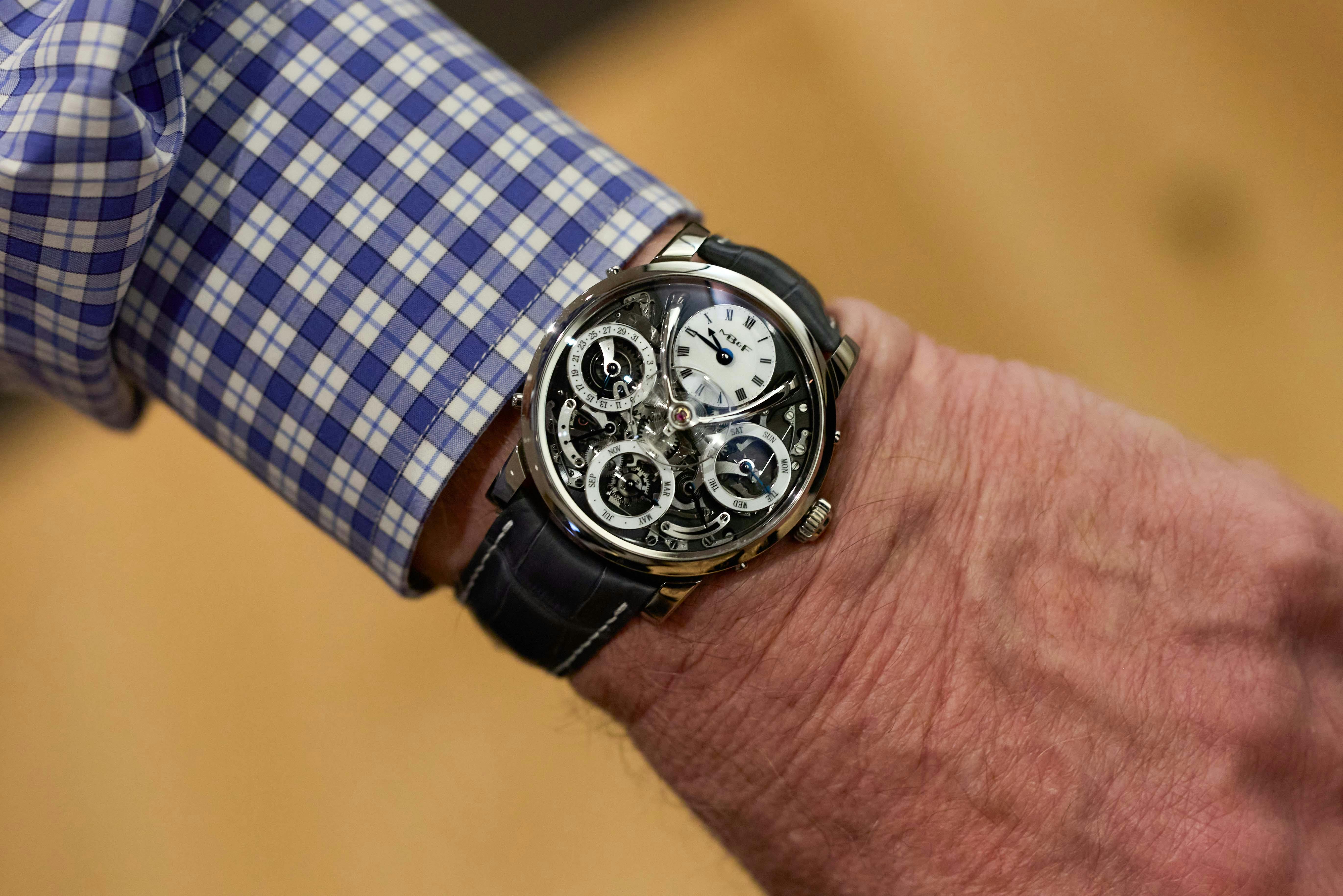 MB&F Legacy Machine Perpetual Calendar in White Gold.