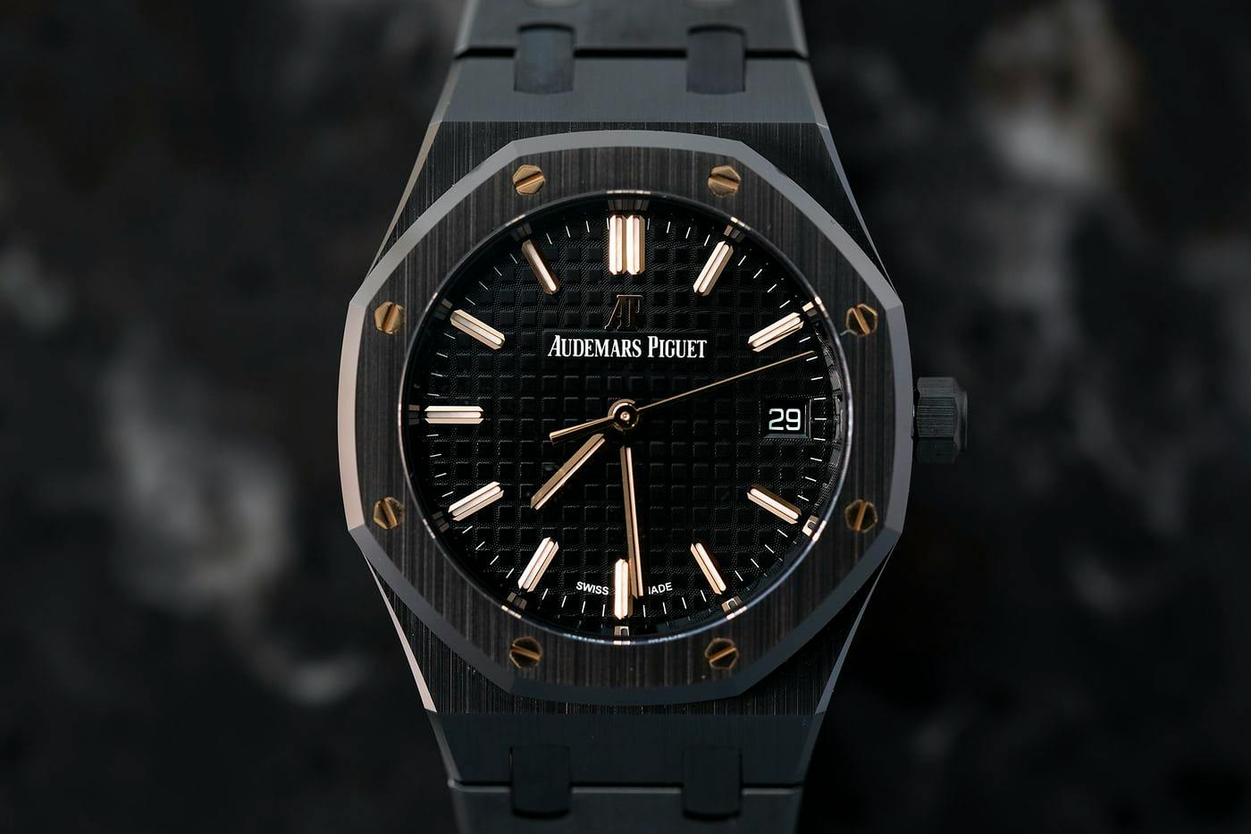 Audemars Piguet watch on a black background