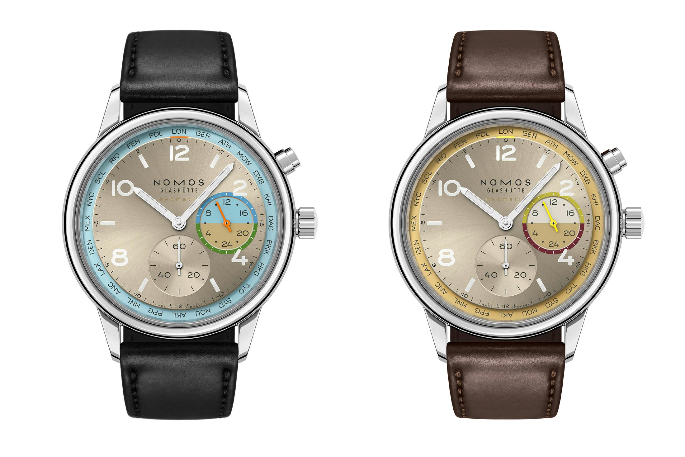 Nomos Club Sport Neomatic Worldtimer 'Roam' And 'Reverie'