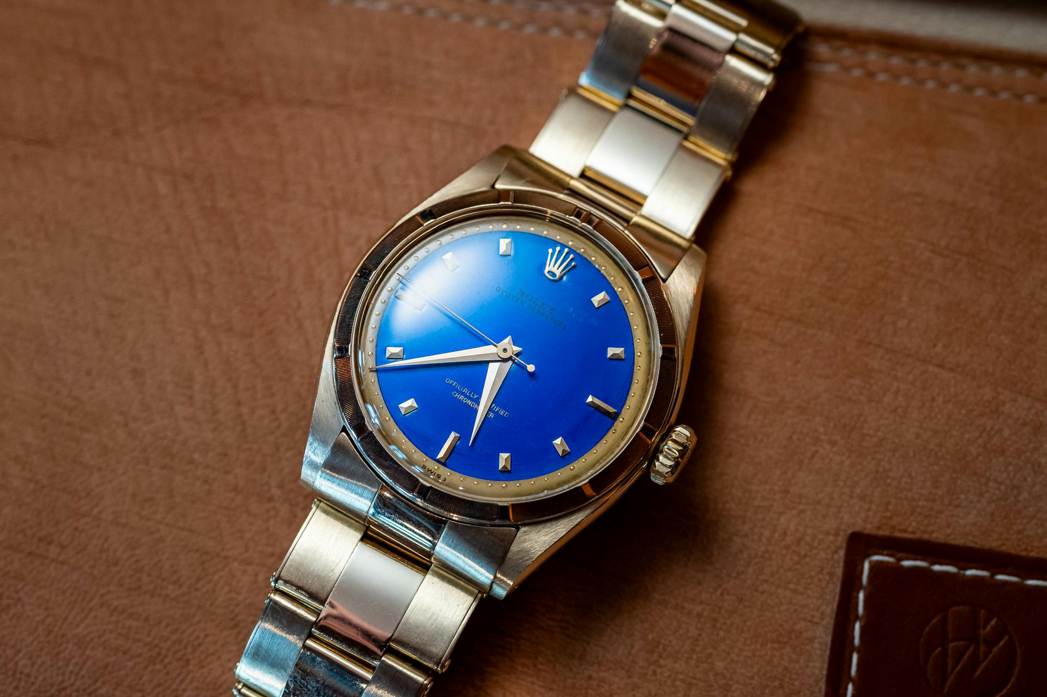 1950s rolex big bubbleback blue enamel dial