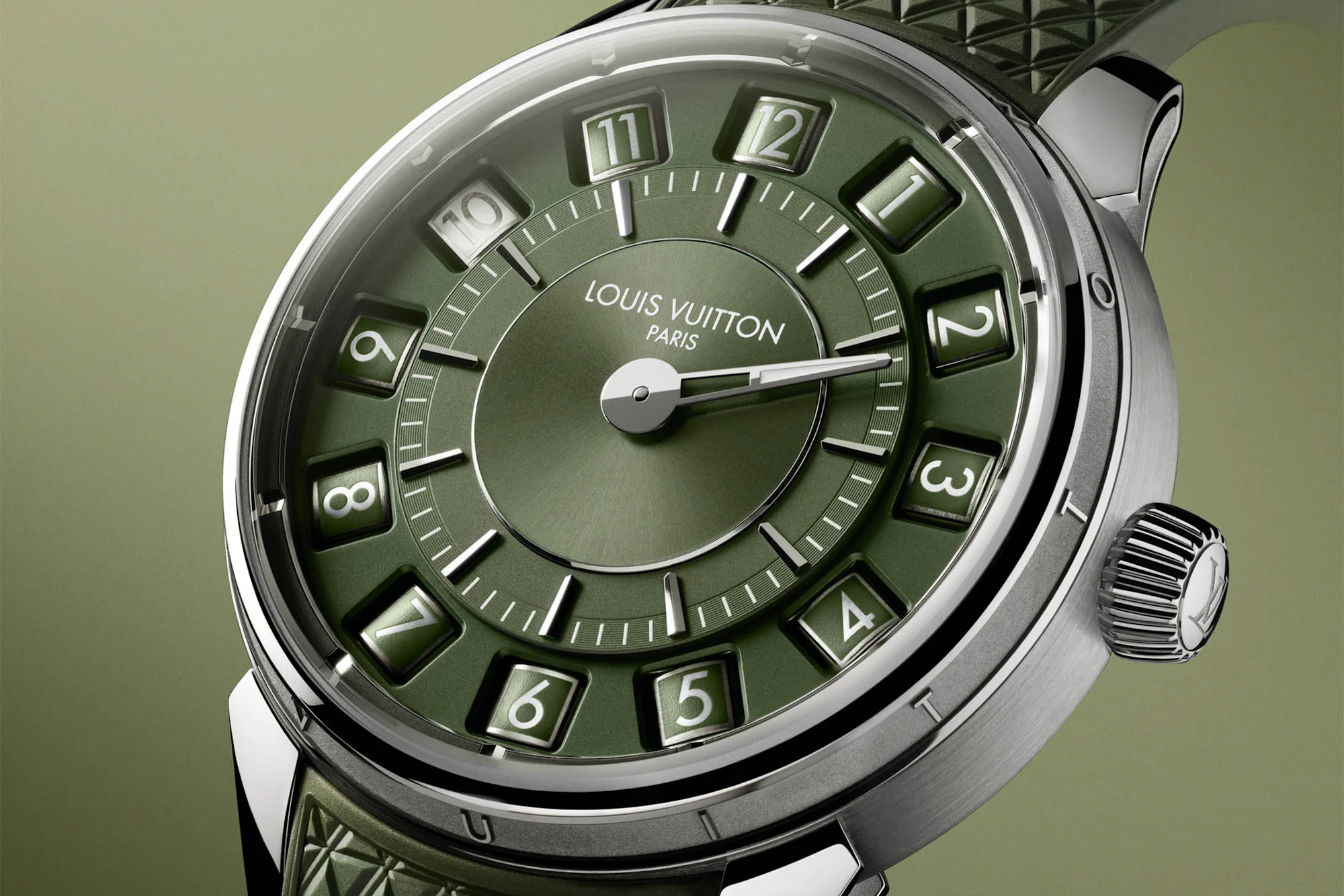 Louis Vuitton Spin Time Green Dial Slanted Shot