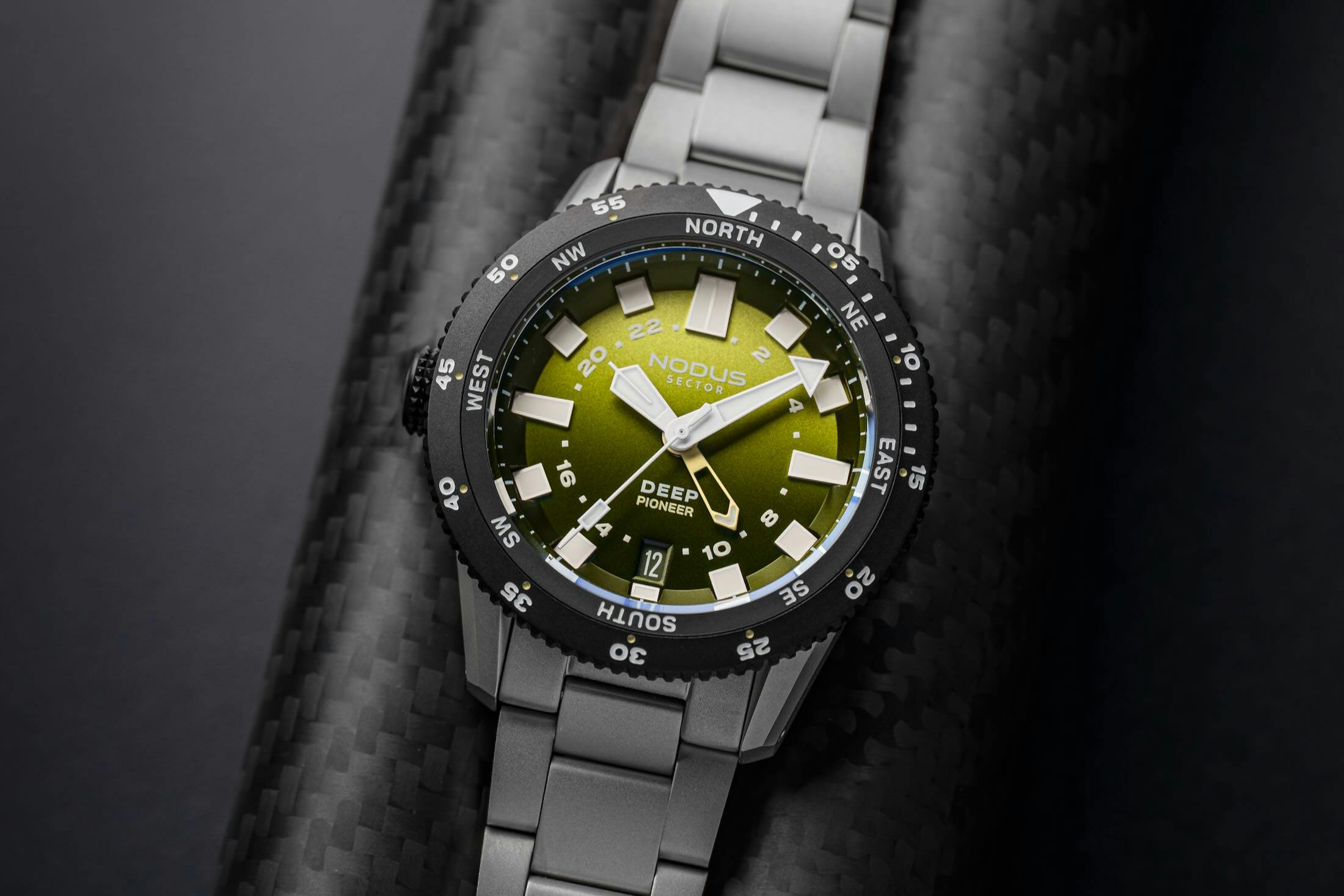 Nodus Sector Deep Pioneer Dial Macro On Carbon Fiber