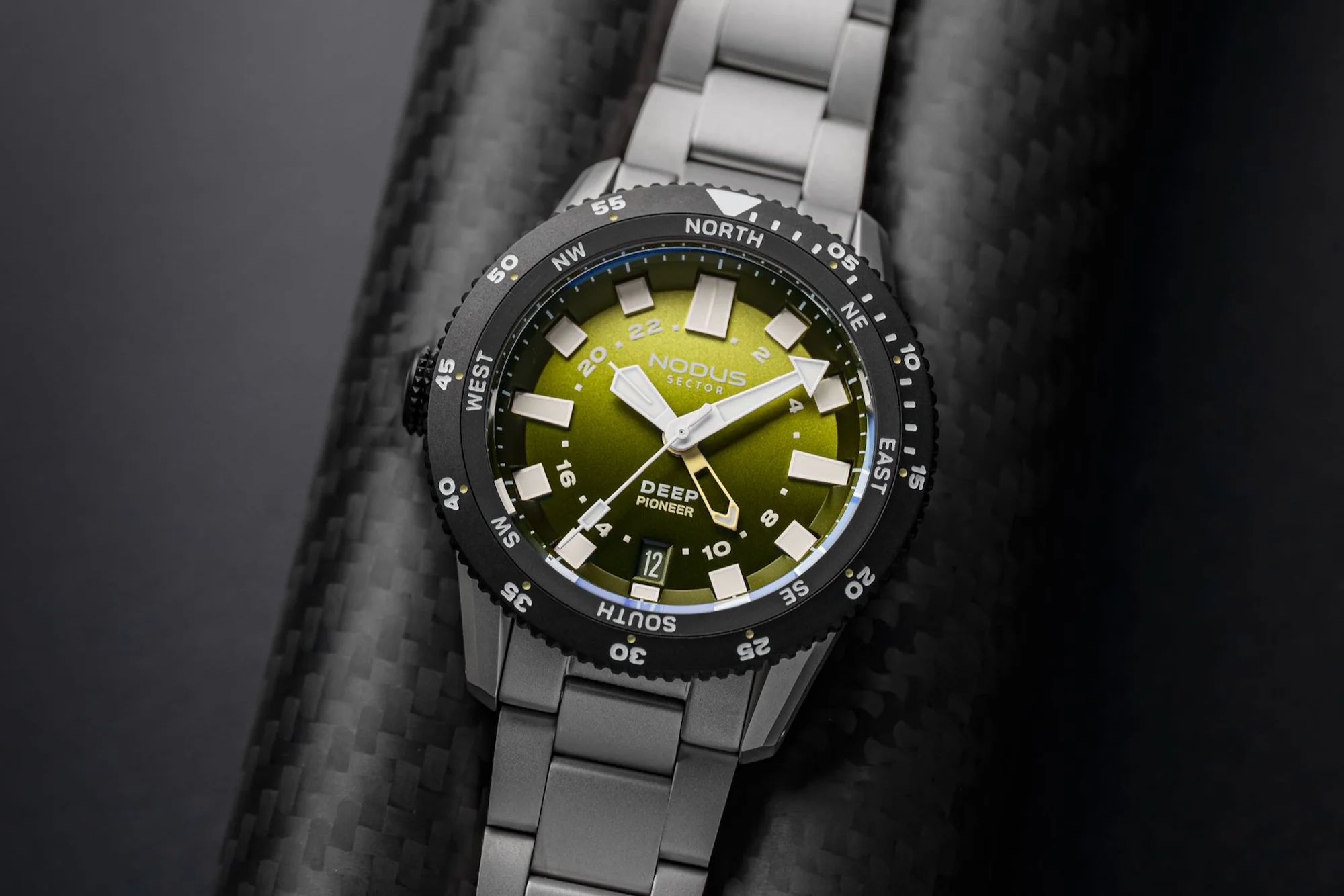 Nodus Sector Deep Pioneer Dial Macro On Carbon Fiber