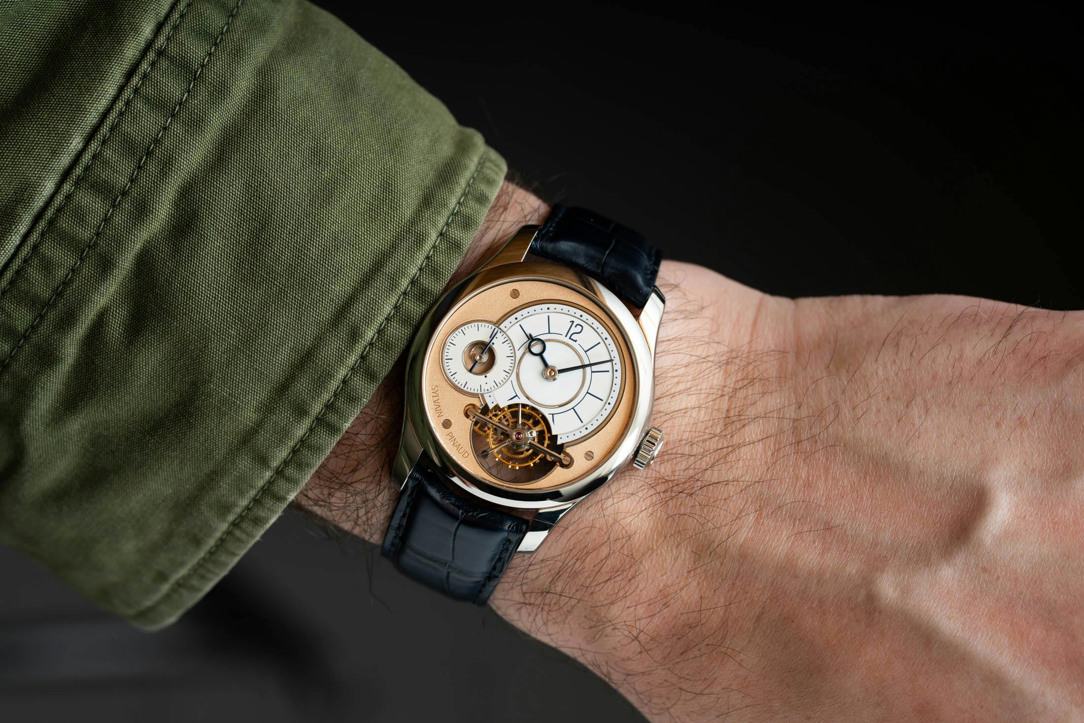 Sylvain Pinaud Tourbillon White Dial Wristshot