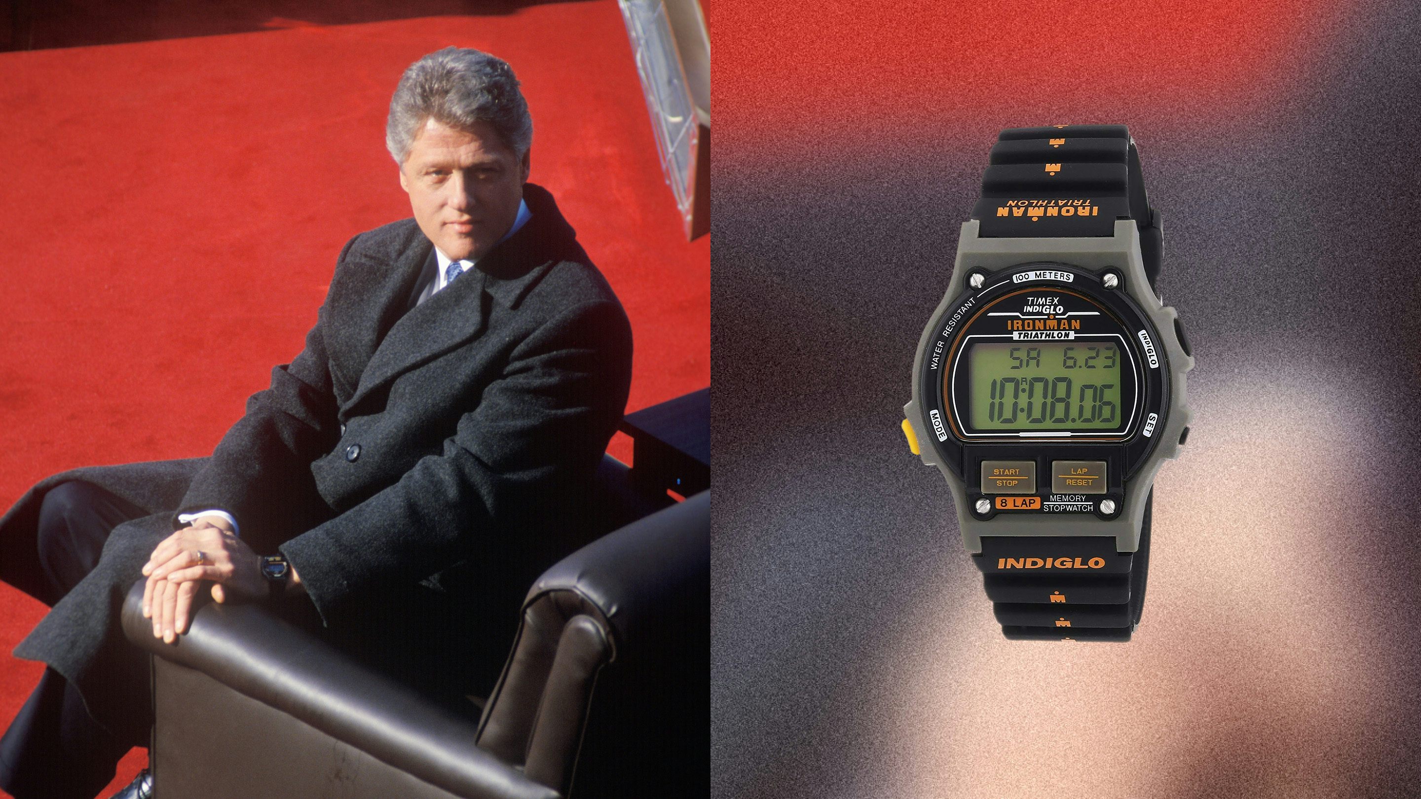 Bill Clinton wearing a large digital watch