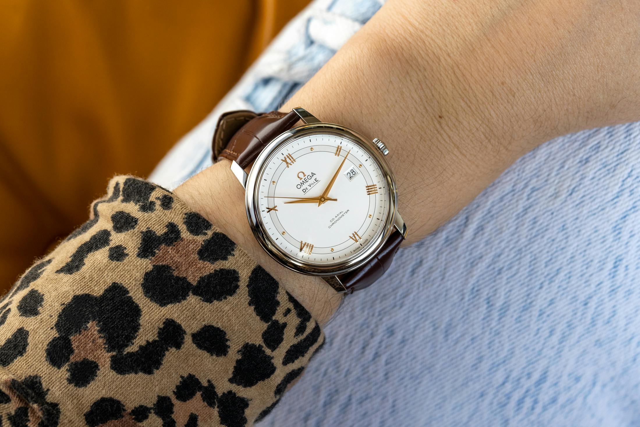 omega deville on wrist