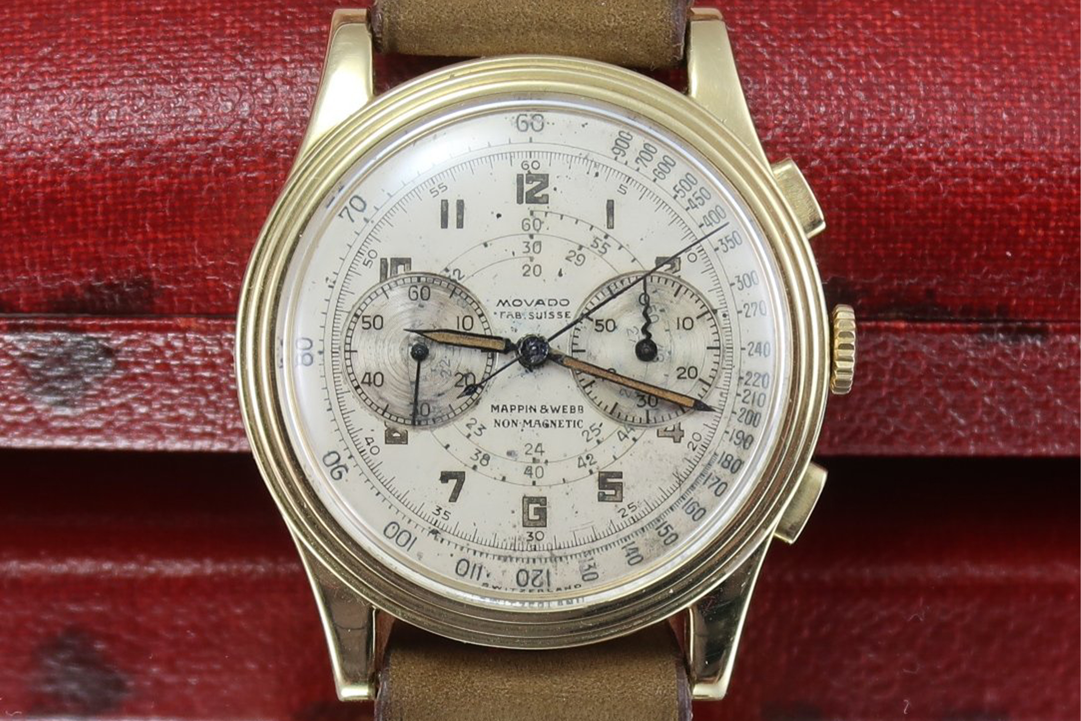 A 1930s Movado chronograph in gold