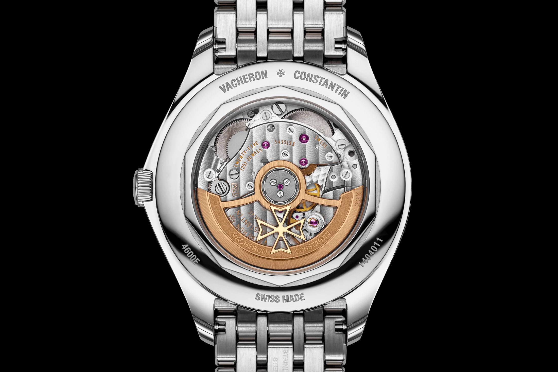 The movement view on the back of the Vacheron Constantin Fiftysix. 