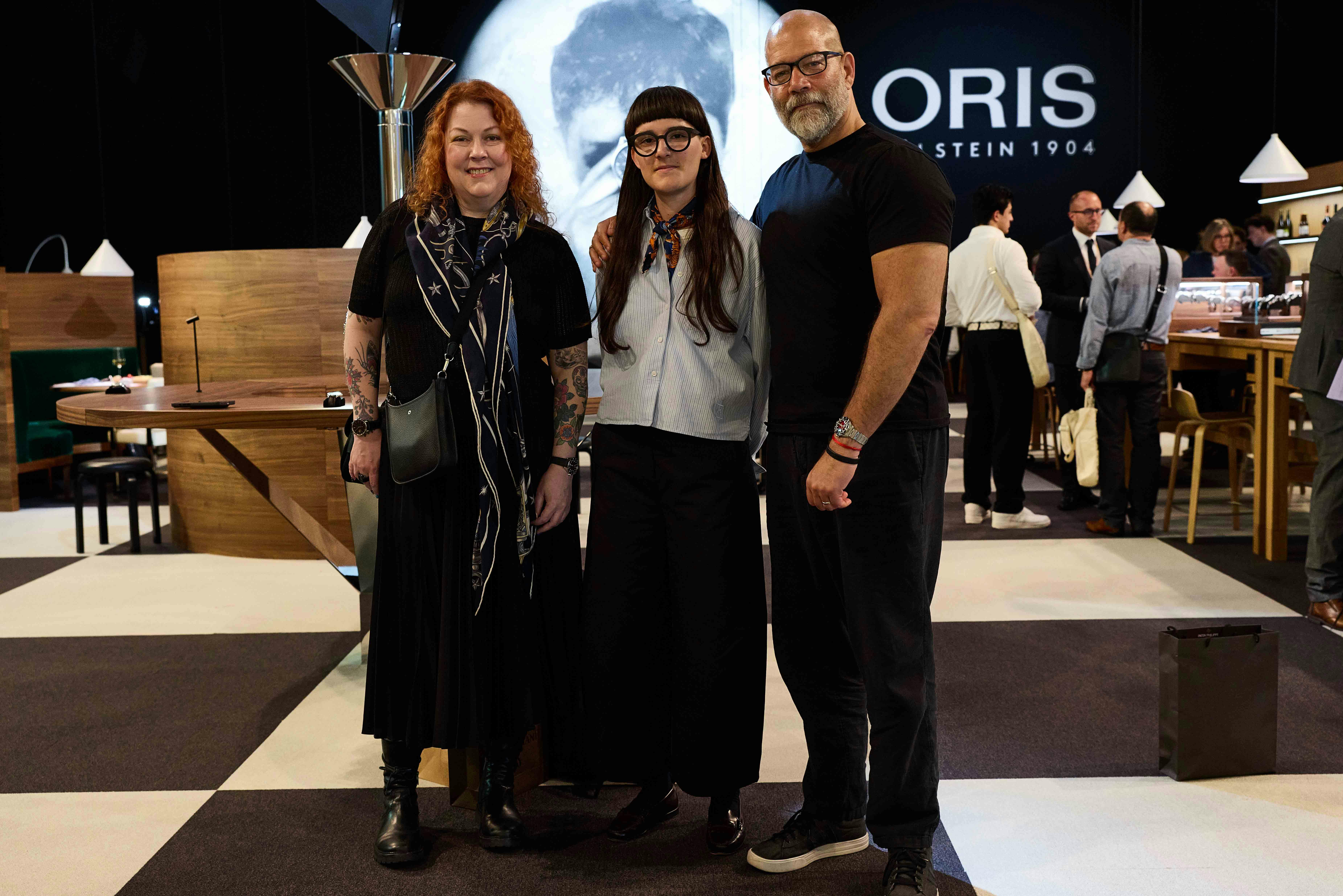RedBar CEO Kathleen McGivney, Oris Designer Lena Dina Verena Huwiler, and RedBar Founder Adam Craniotes