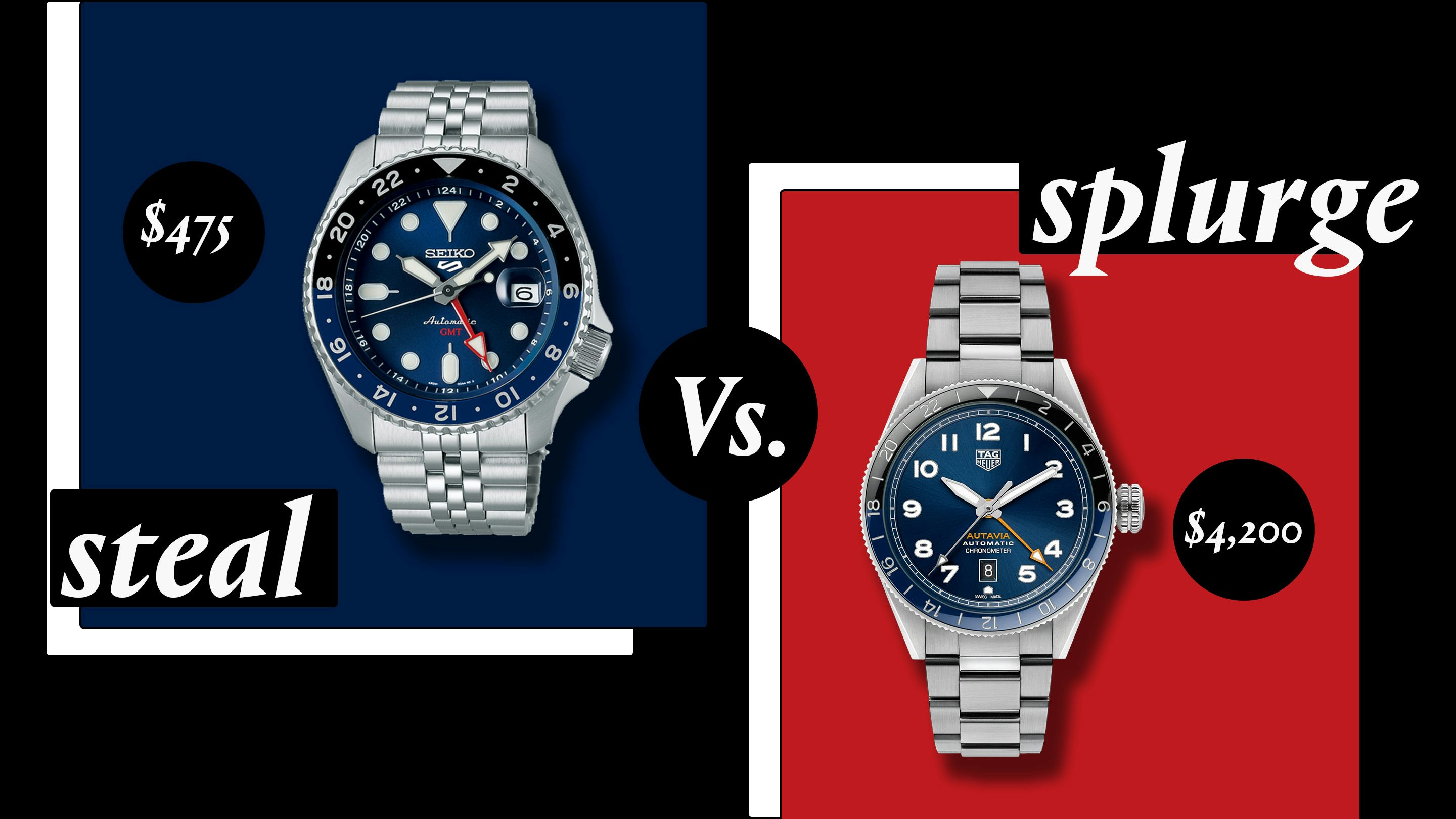 The Seiko 5 Sport GMT vs. The Tag Heuer Autavia COSC GMT