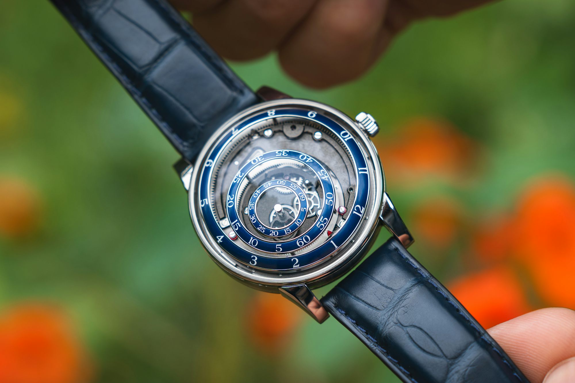 picture of watch with flowers in background