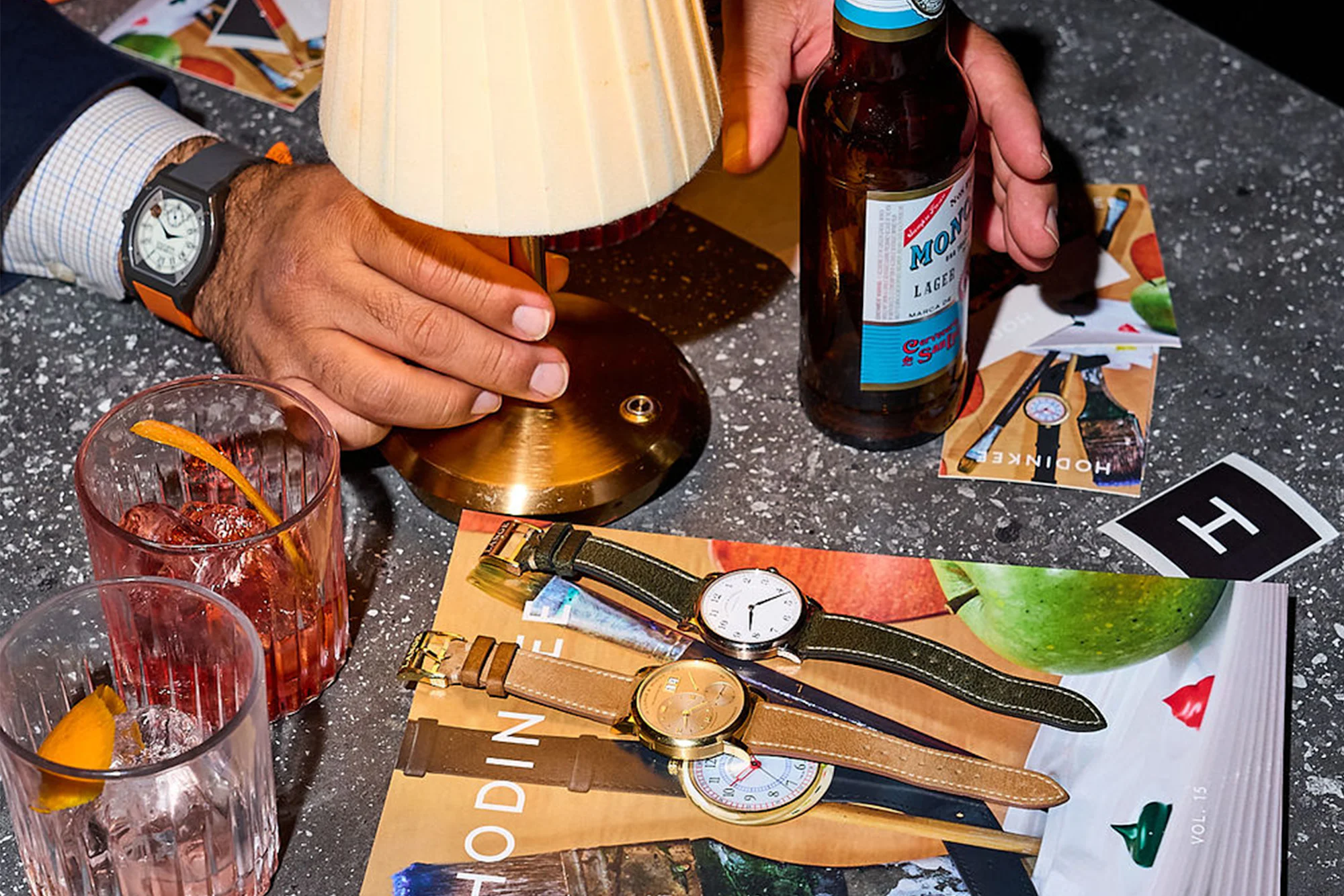 Watches places on top of Hodinkee magazine