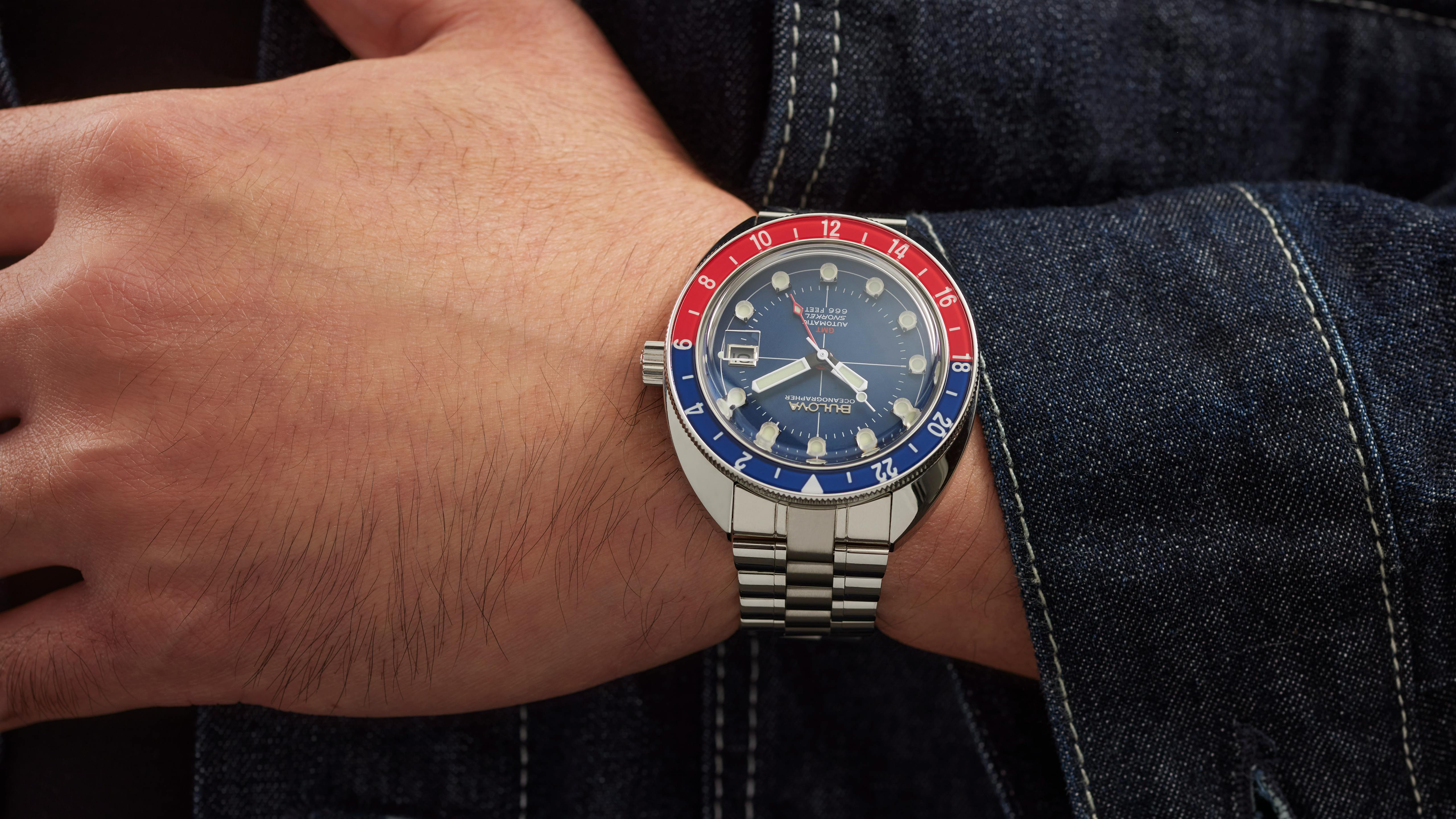 Blue Dial Oceanographer GMT on wrist