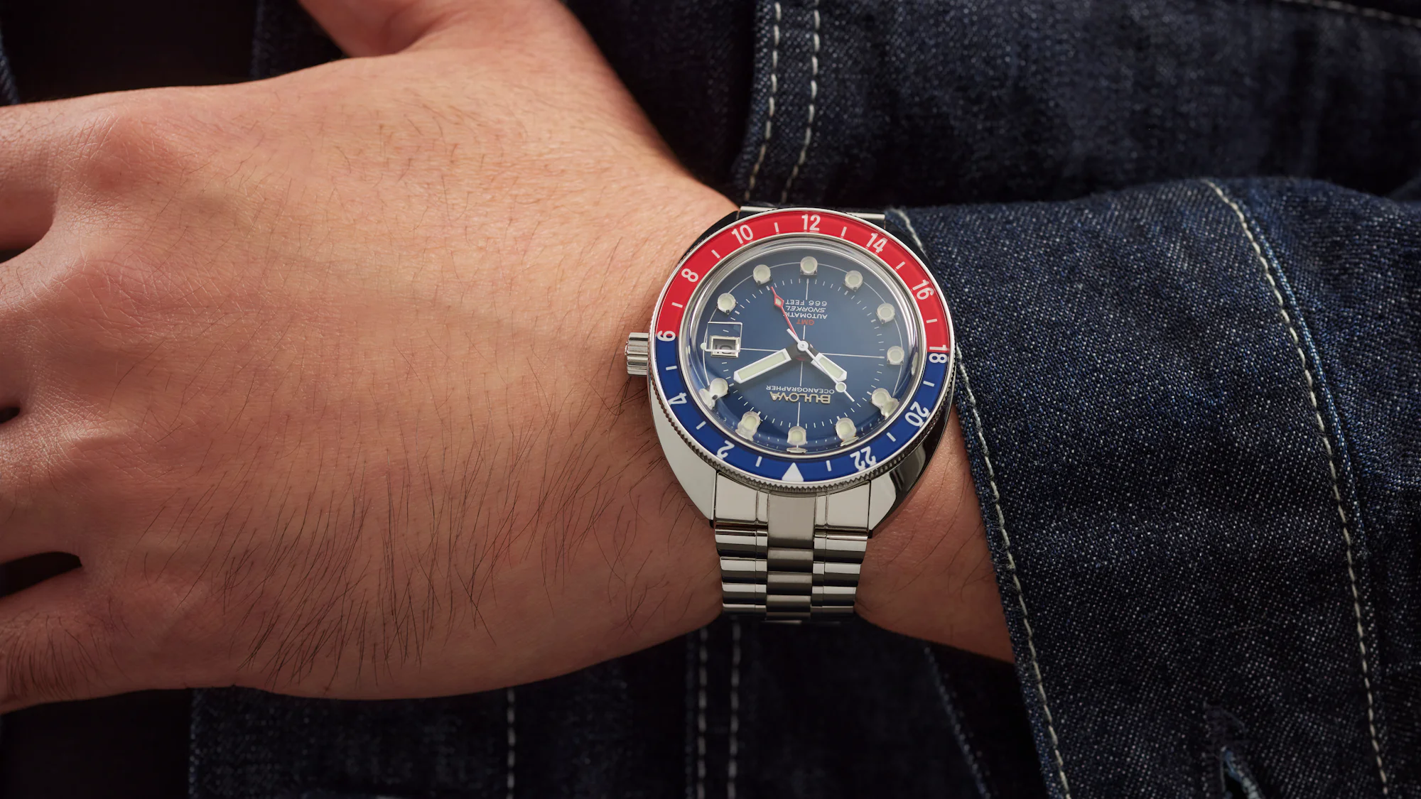 Blue Dial Oceanographer GMT on wrist