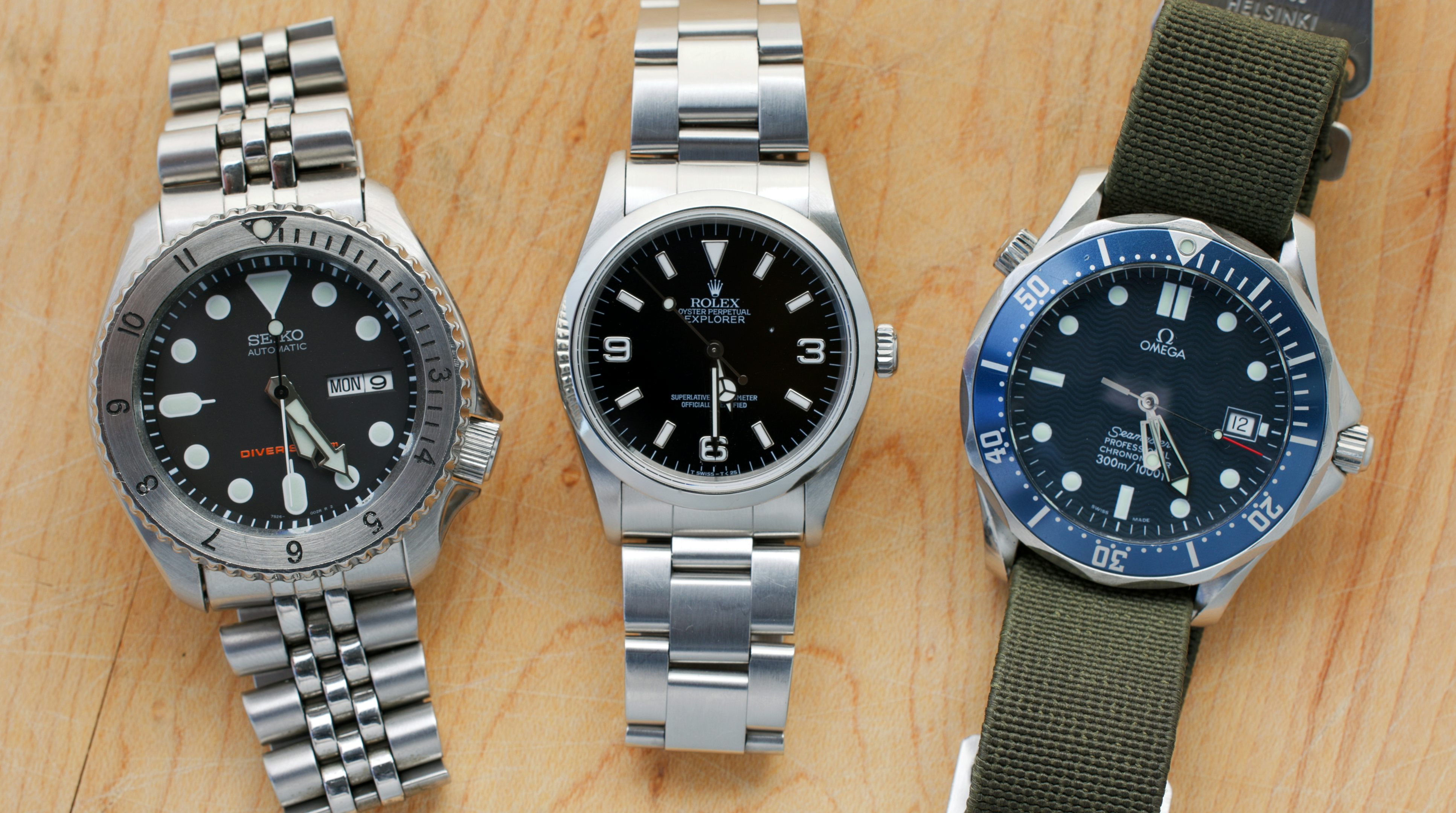 Seiko, Rolex and Omega watches
