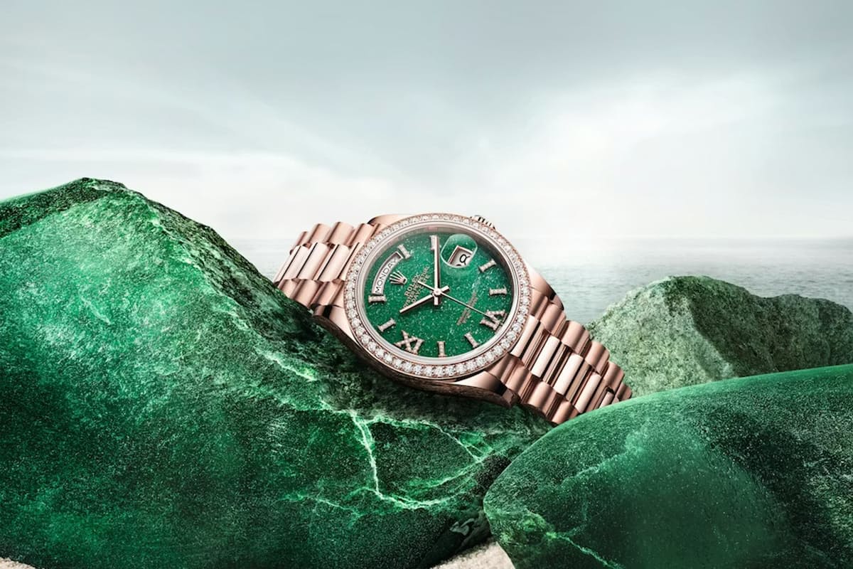 <p>Day-Date 36 with stone dial and diamond bezel.</p>