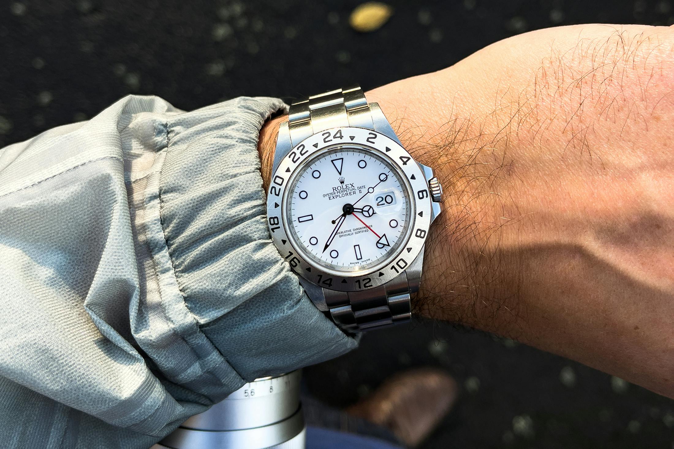 a rolex on james' wrist. 