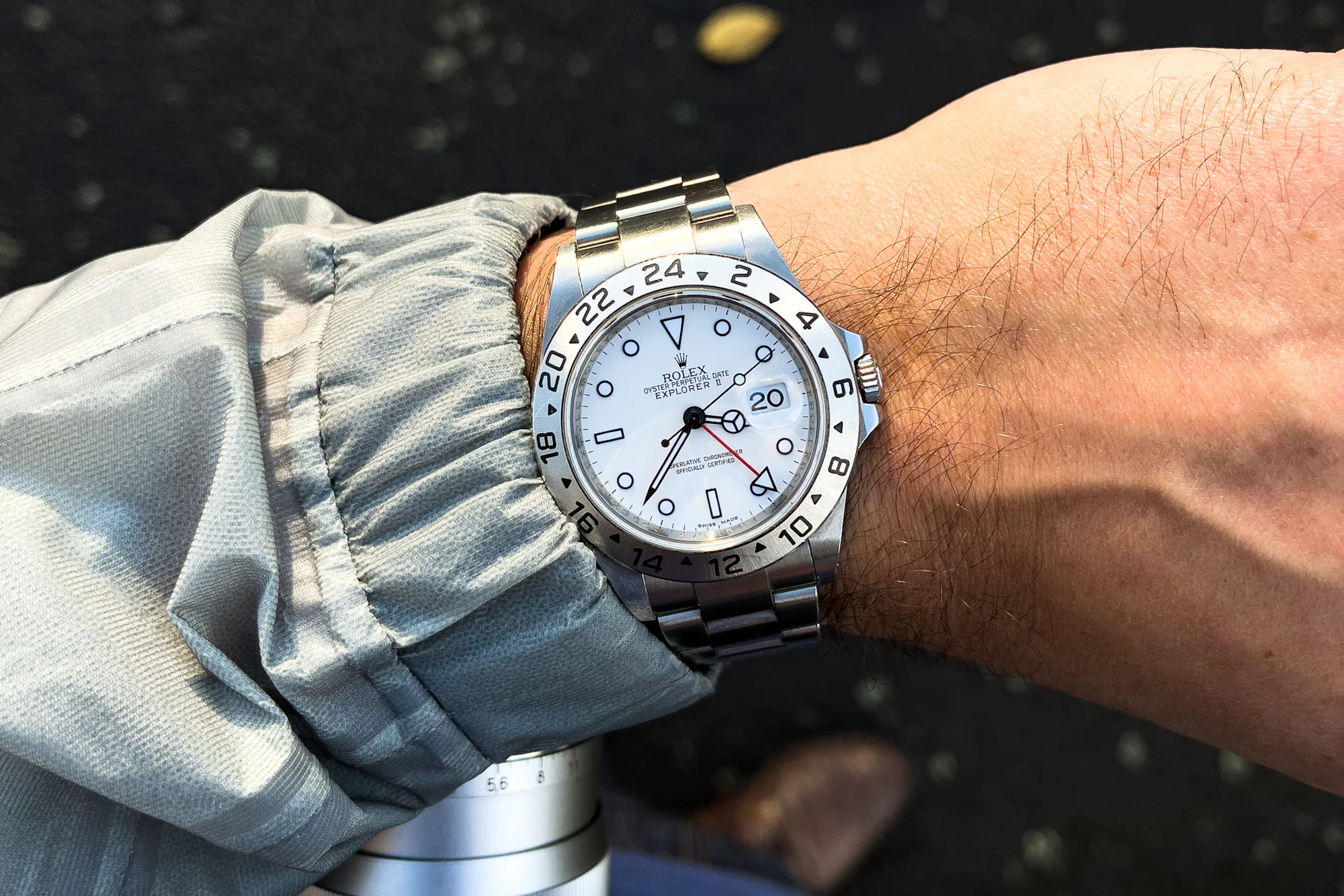 a rolex on james' wrist.