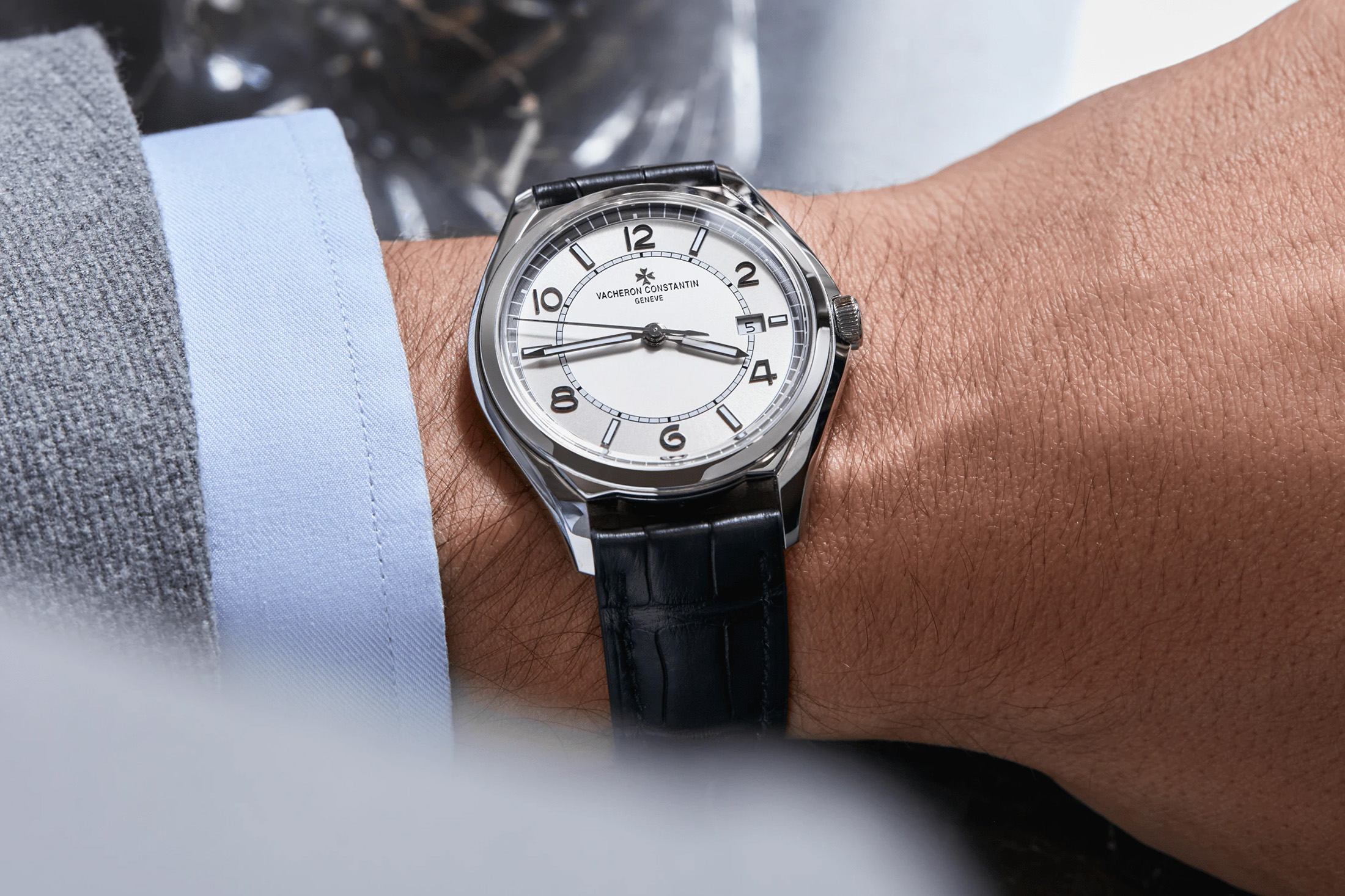 The Vacheron Constantin Fiftysix on a person's wrist. 