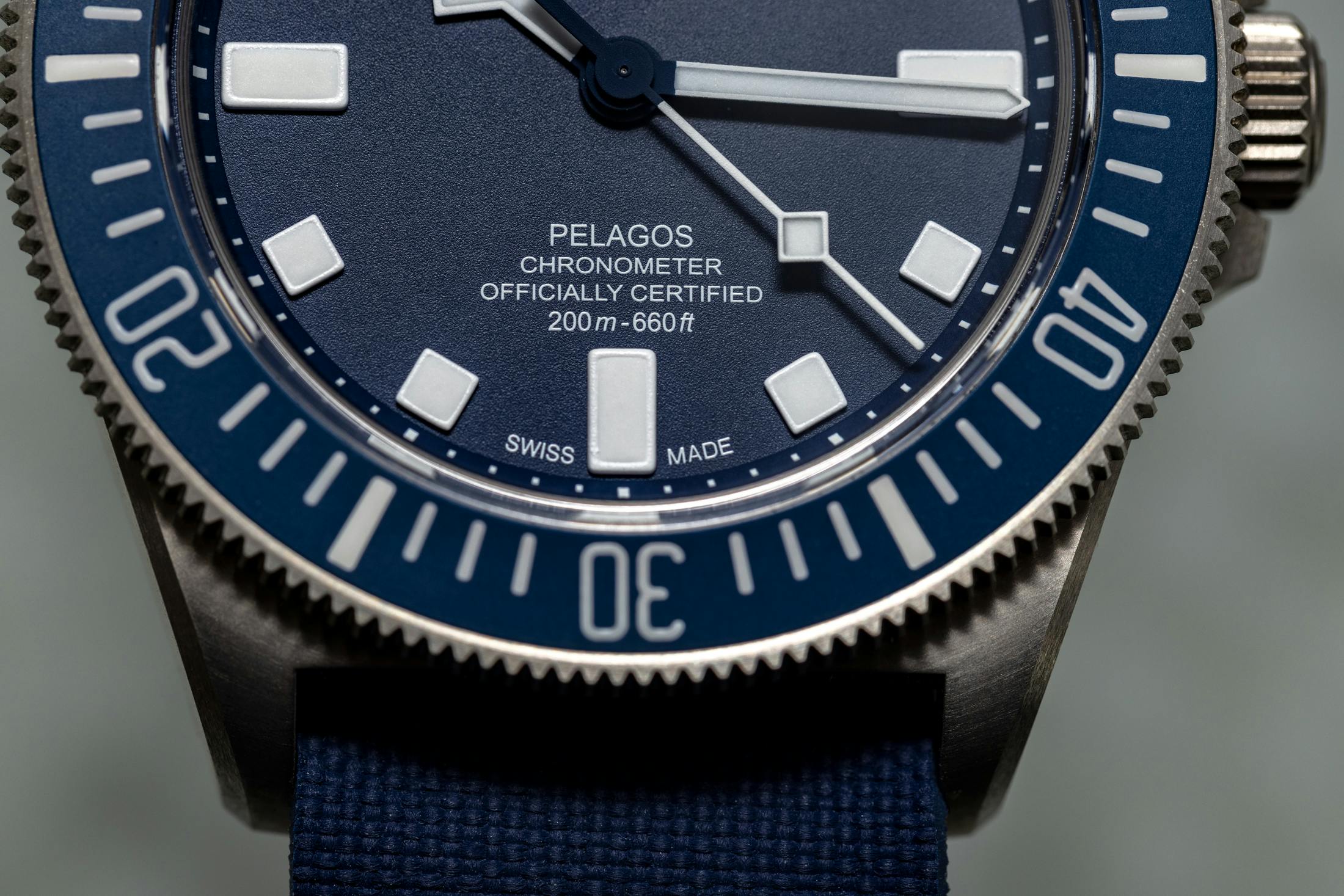Tudor Pelagos FXD dial closeup showing markers and bezel