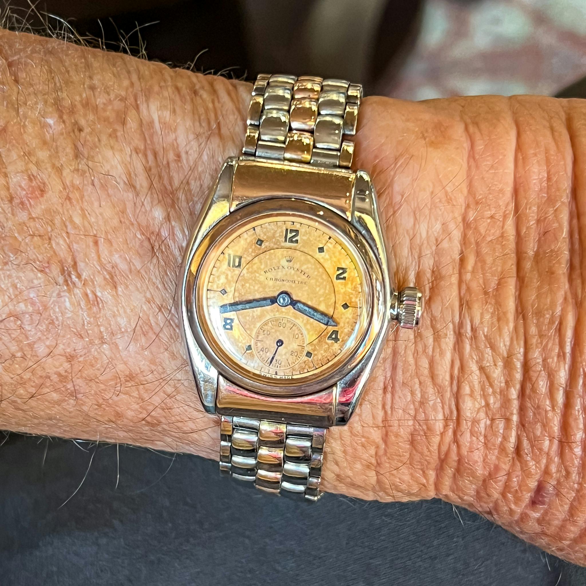 rolex bubbleback two tone pink gold