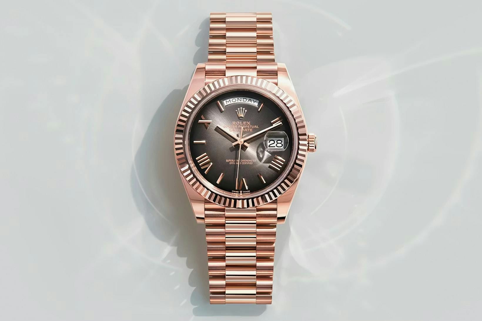 <p>A Day-Date 40 with slate ombré dial.</p>