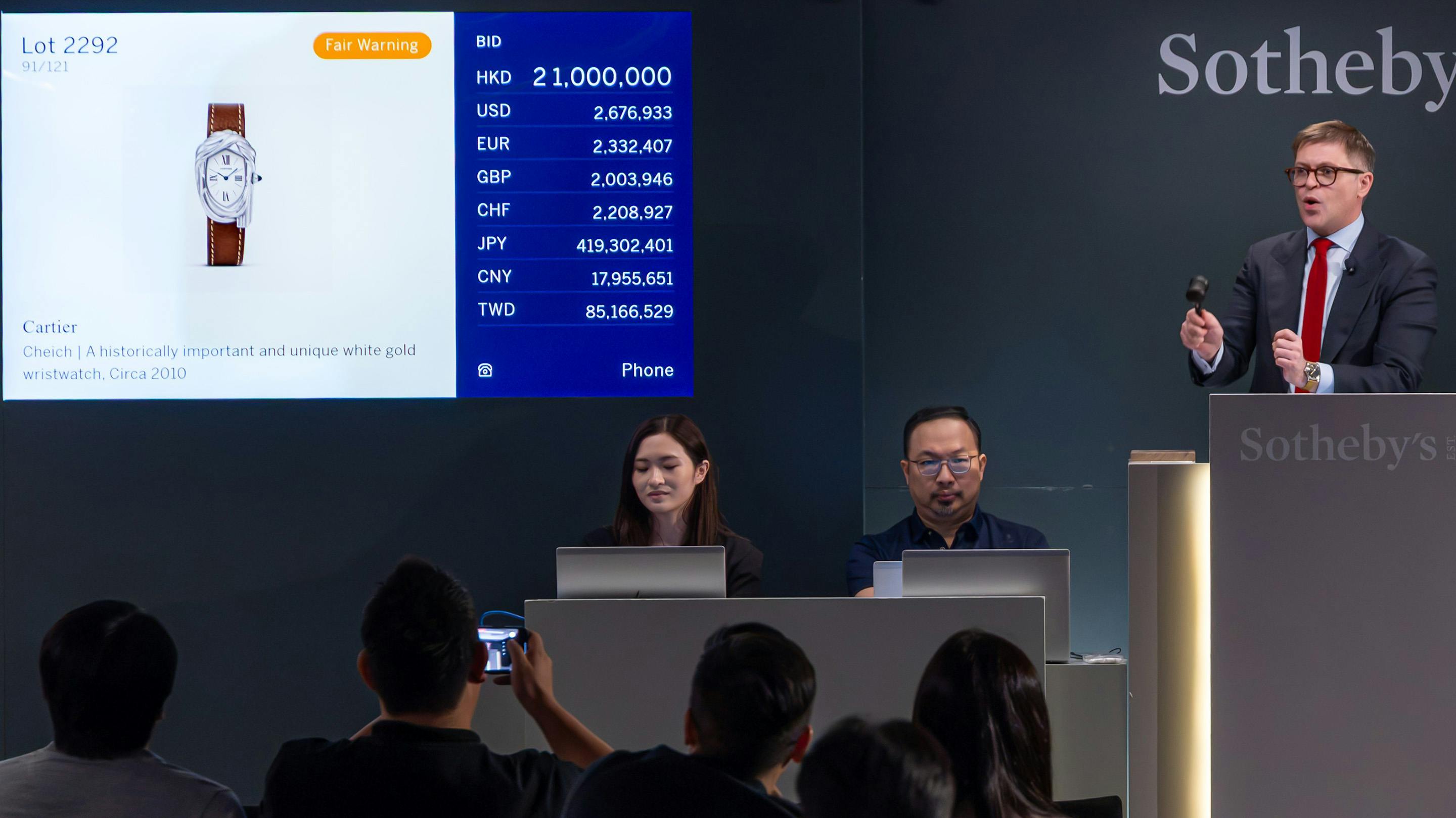 Auctions: Rare And Unique White Gold Cartier Wristwatch Fetches Record $3.4 Million At Hong Kong Auction