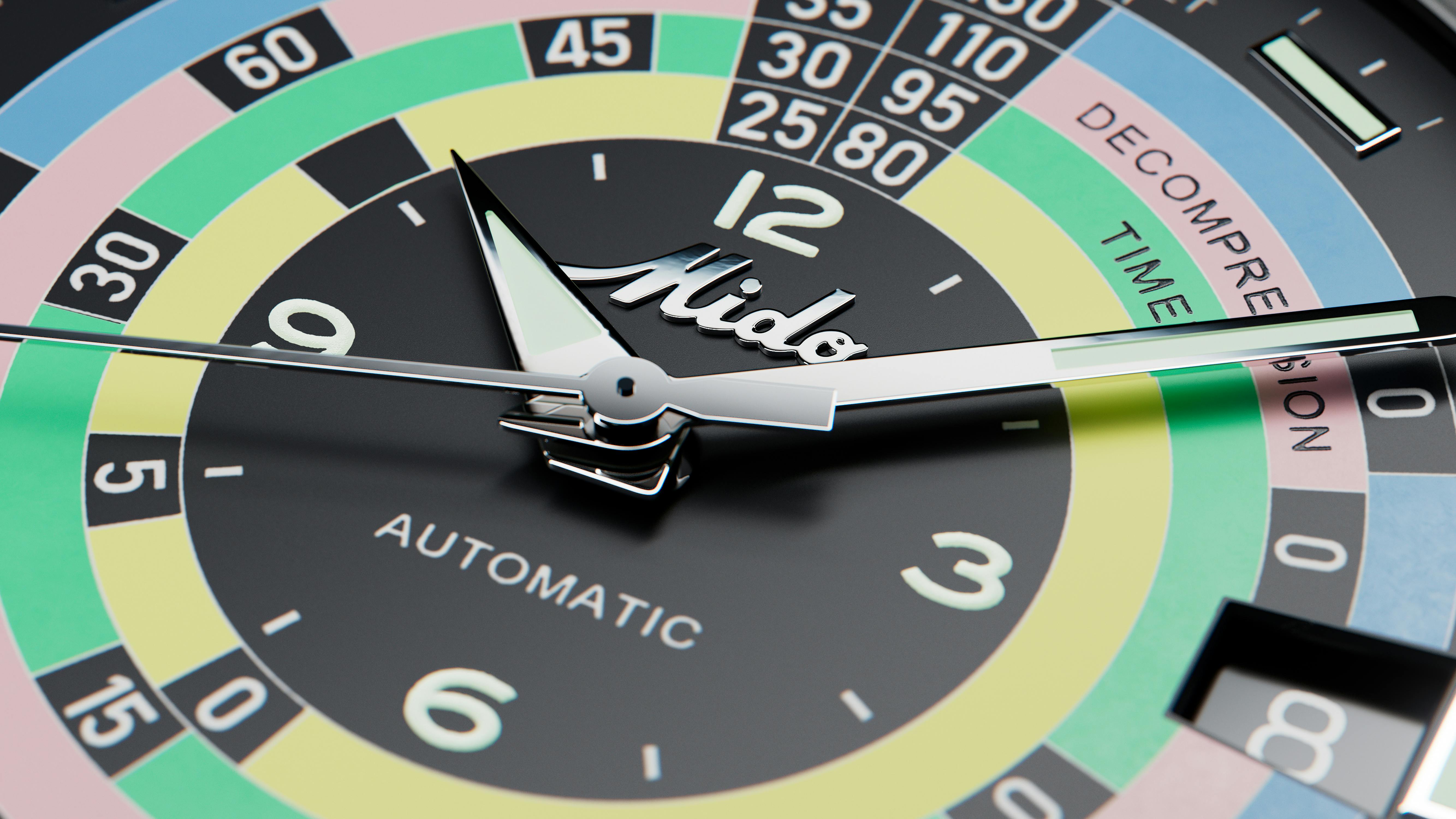 Mido dial up close