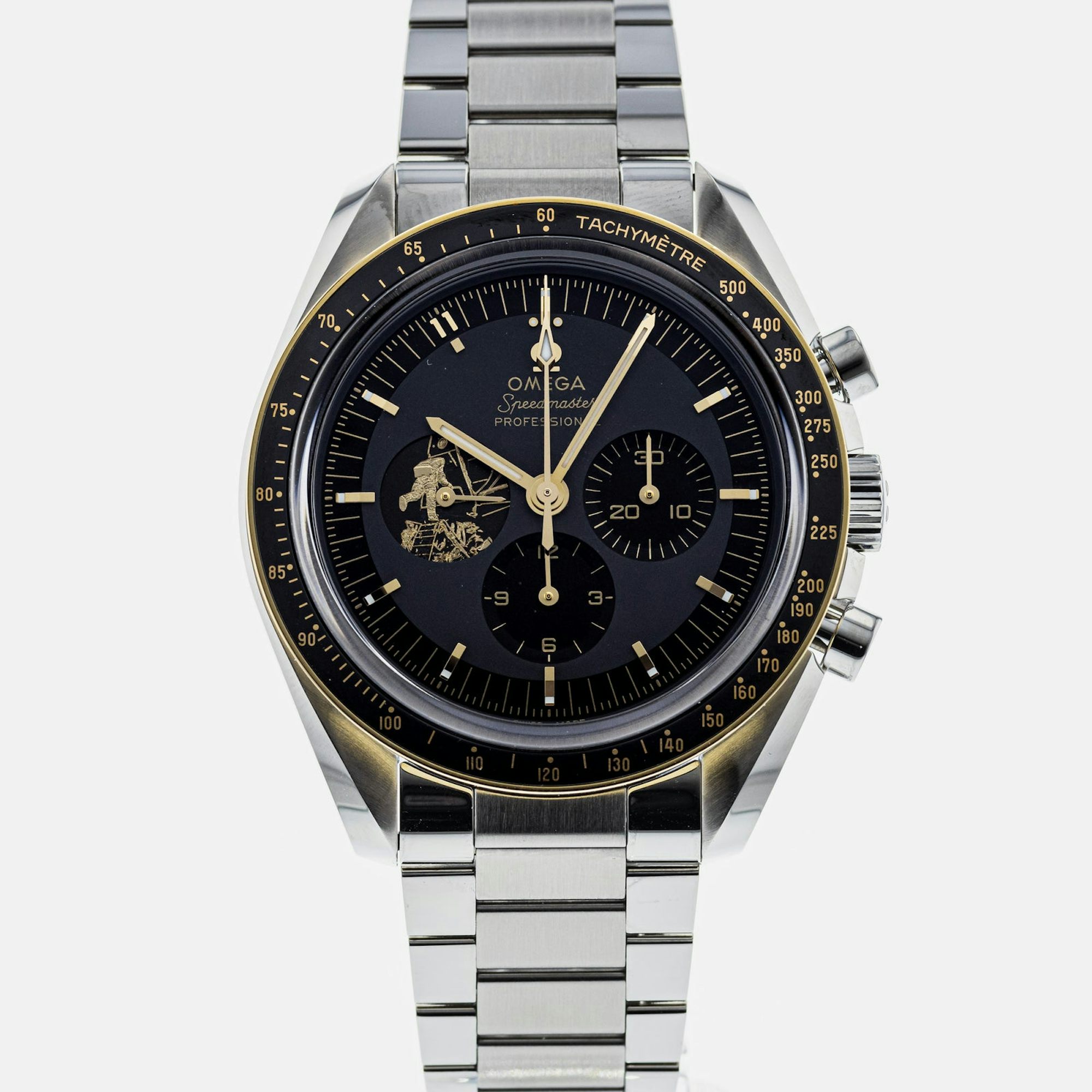 A soldier image of an OMEGA Speedmaster Moonwatch Anniversary Limited Series Apollo II 50th Anniversary Limited Edition