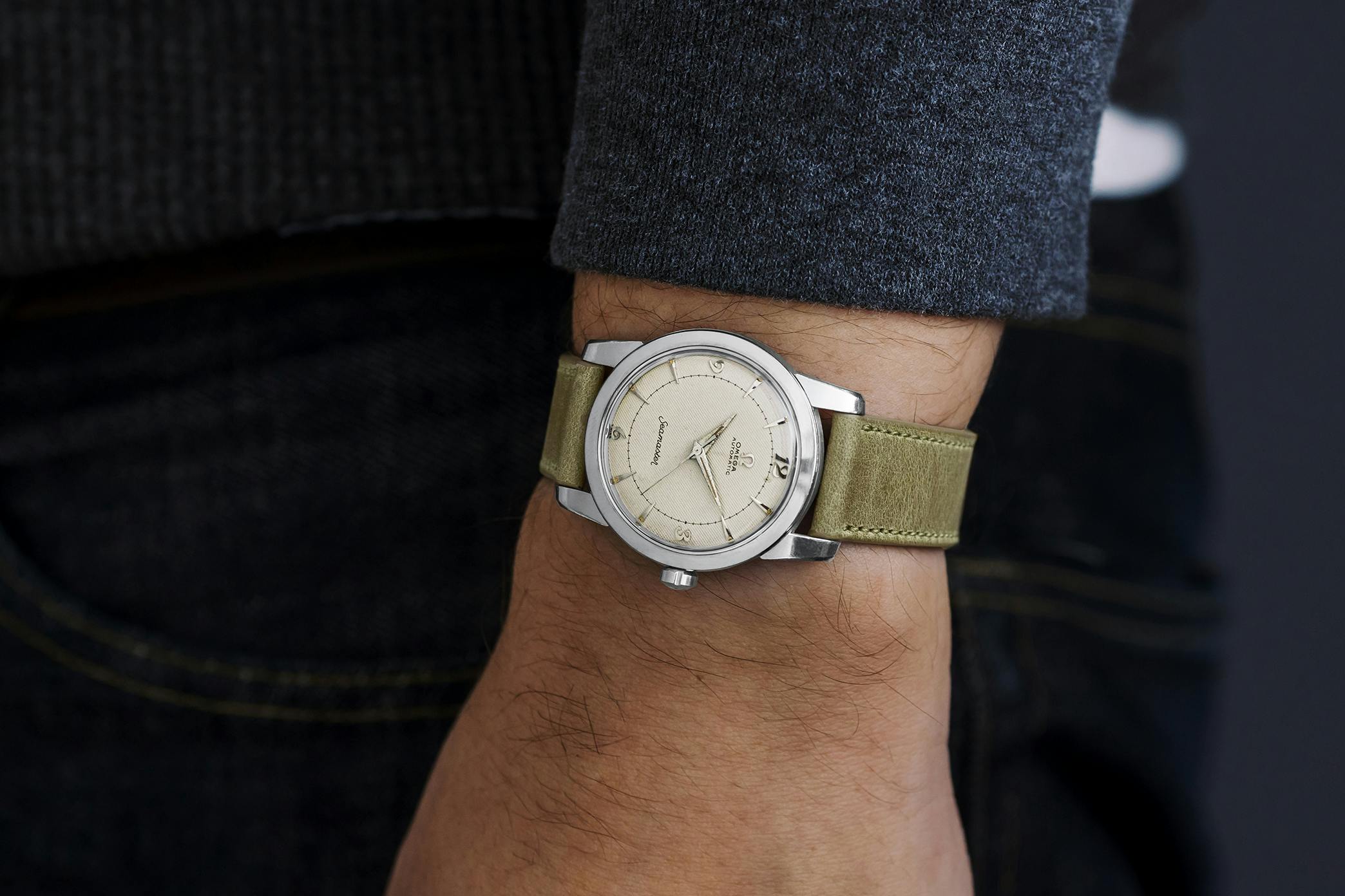 <p><a href="https://shop.hodinkee.com/products/stainless-steel-seamaster-waffle-dial-mvmt-13637013?utm_source=hodinkee&amp;utm_medium=article&amp;utm_campaign=article-links-vintage" target="_blank"><u>1952 Omega Seamaster Ref. 2577-6 SC With 'Waffle' Dial</u></a></p>