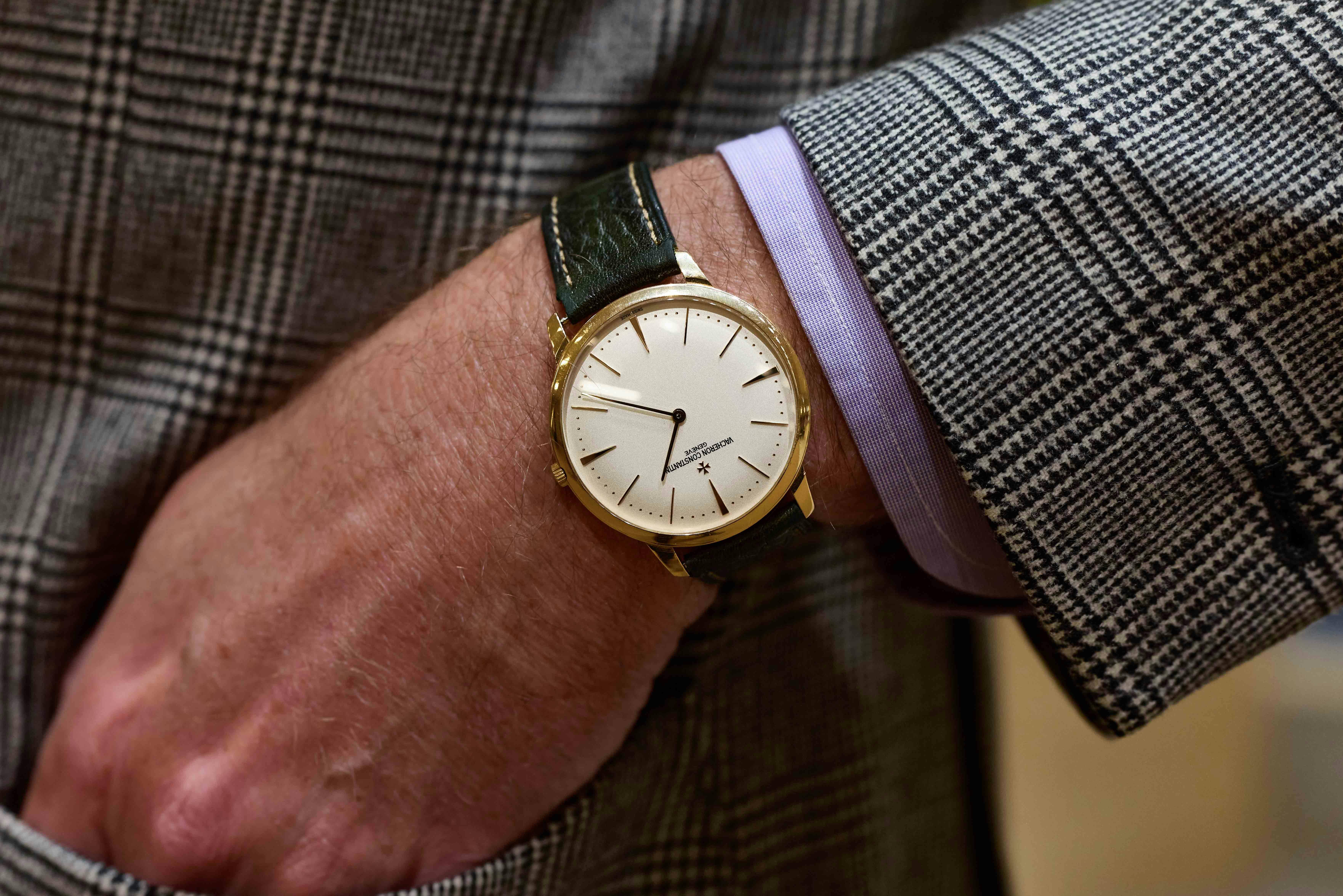Paired with a Vacheron Constantin Patrimony in pink gold