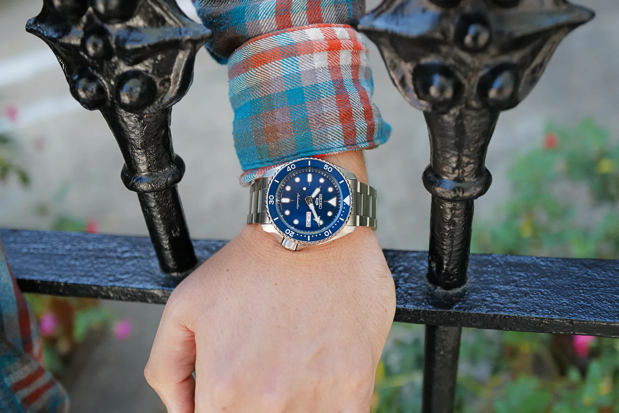 Seiko 5 Sports SRPD87 on wrist
