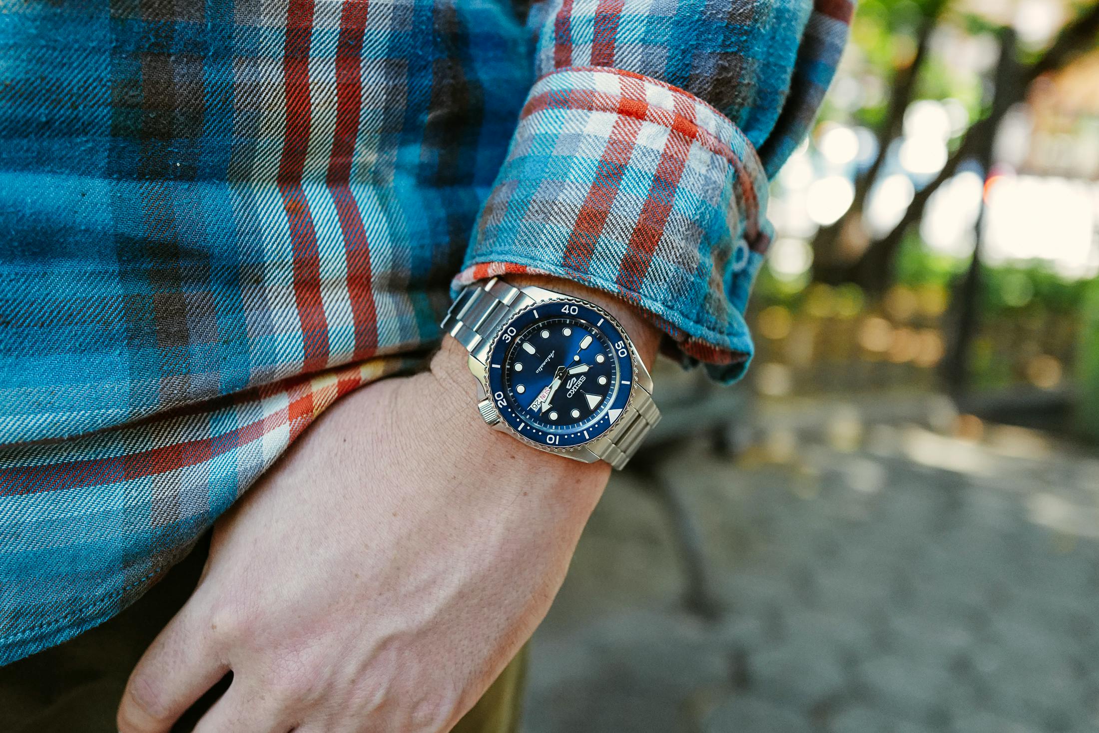 Seiko 5 Sports SRPD87 on wrist