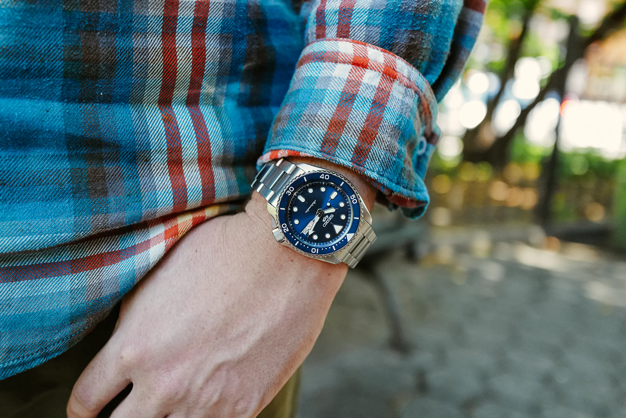 Seiko 5 Sports SRPD87 on wrist