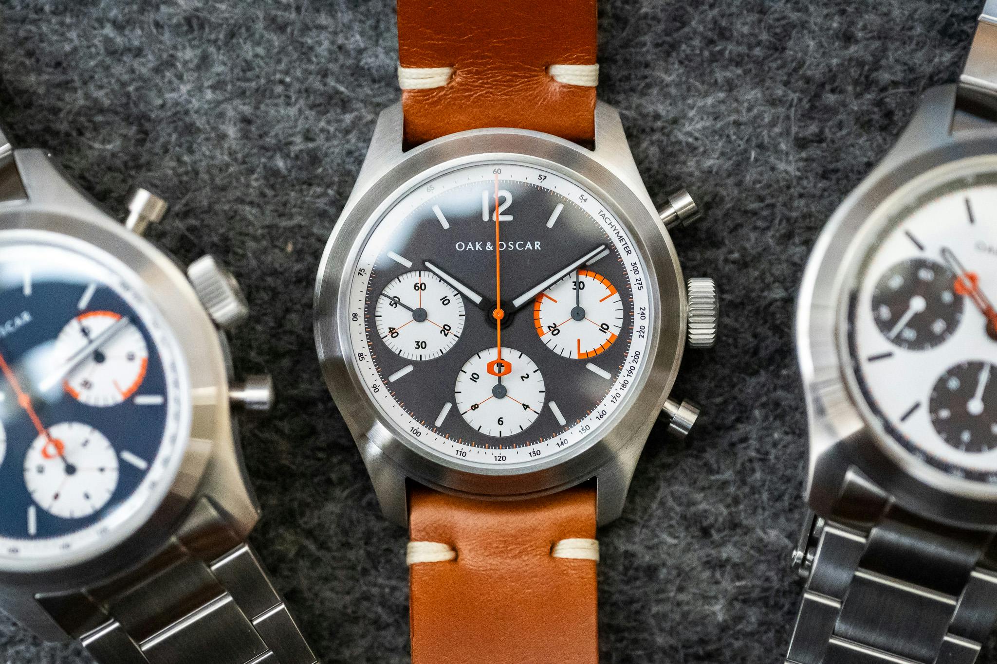 oak and oscar atwood chronograph grey dial