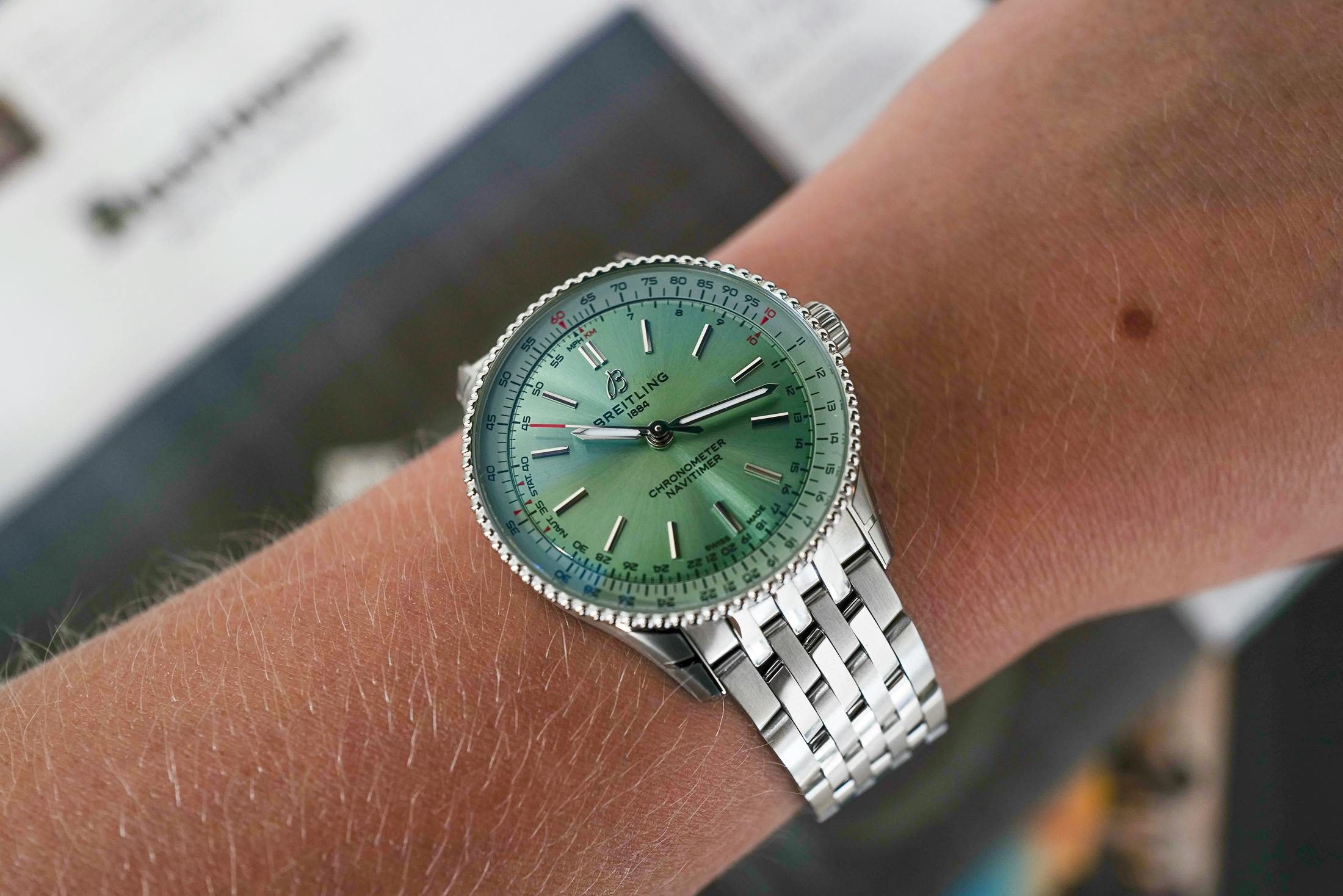 Breitling Navitimer 36 on wrist