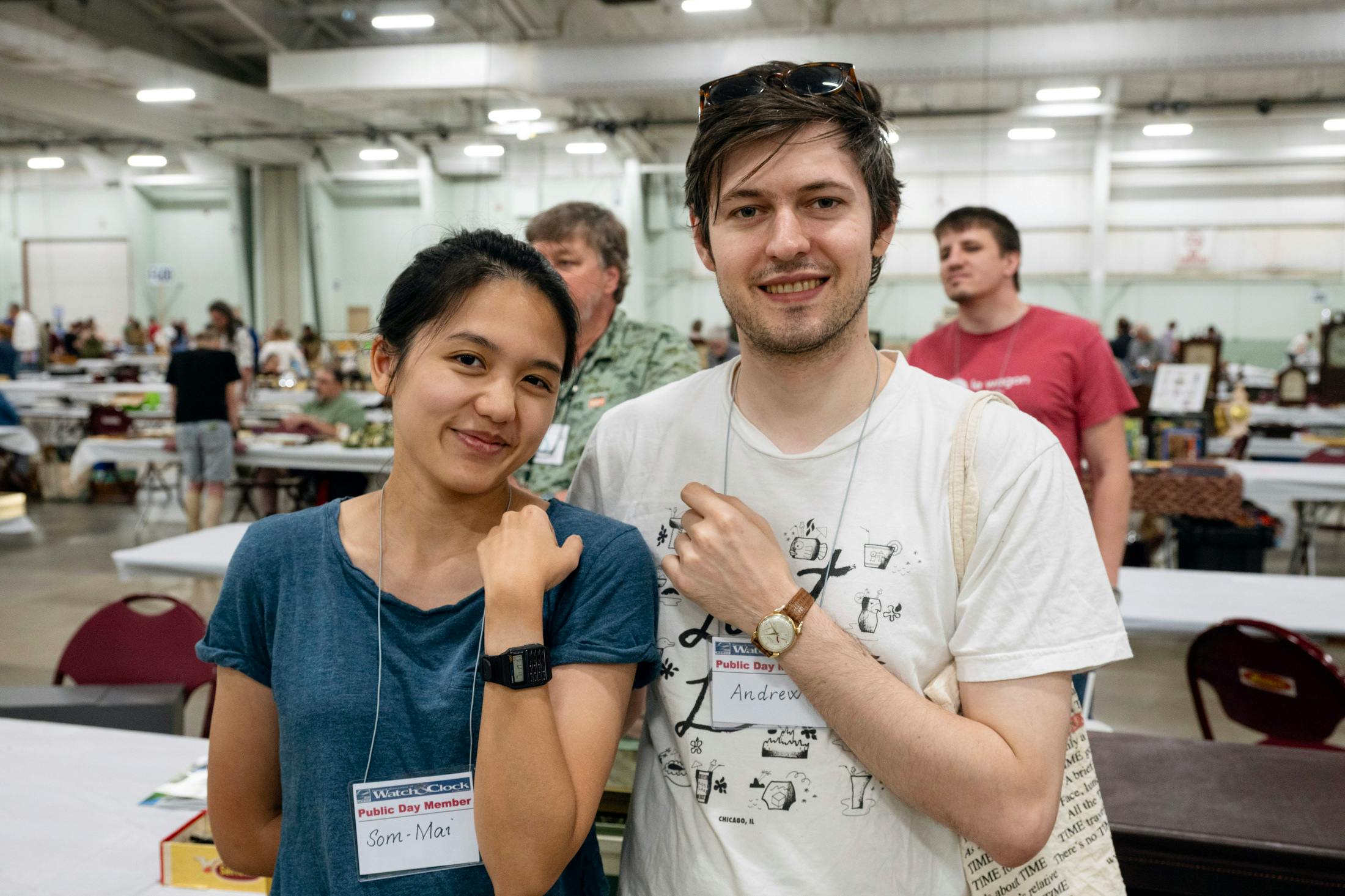 First time visitors to an NAWCC National, Som-Mai and Andrew looking for some vintage watches.