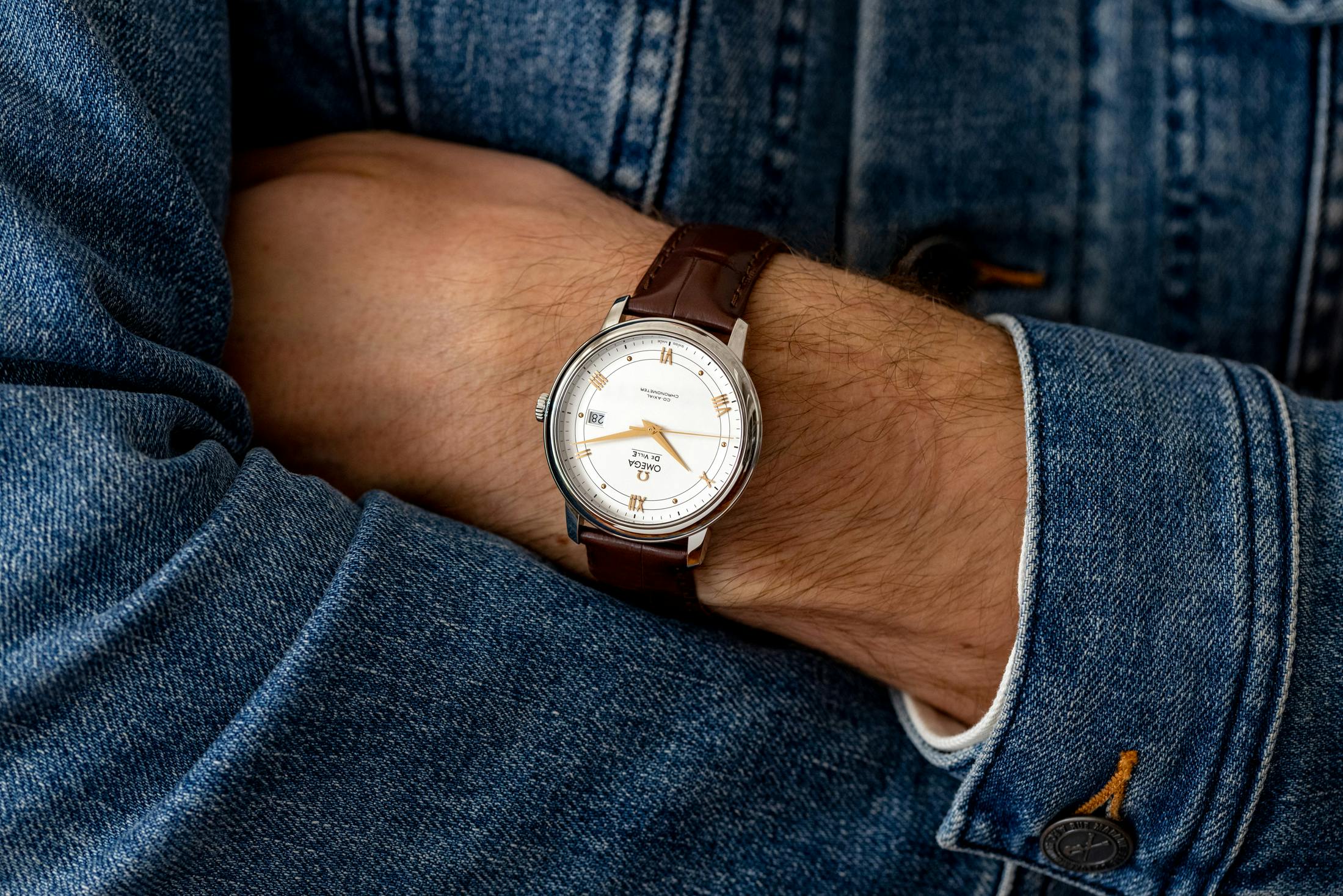 omega deville on wrist