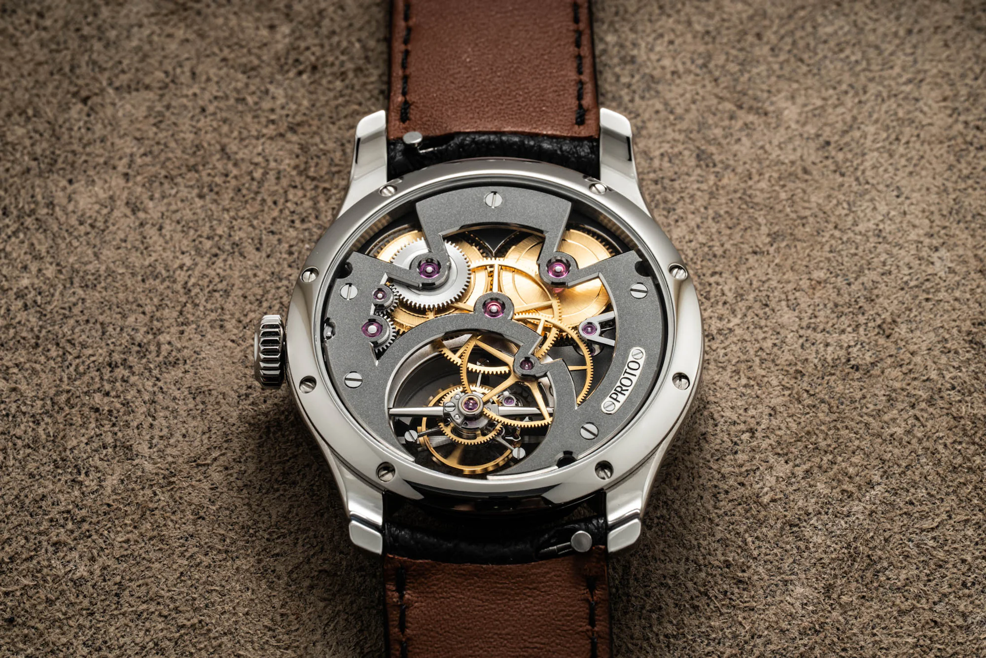 Sylvain Pinaud Tourbillon Titanium Movement Flat Shot