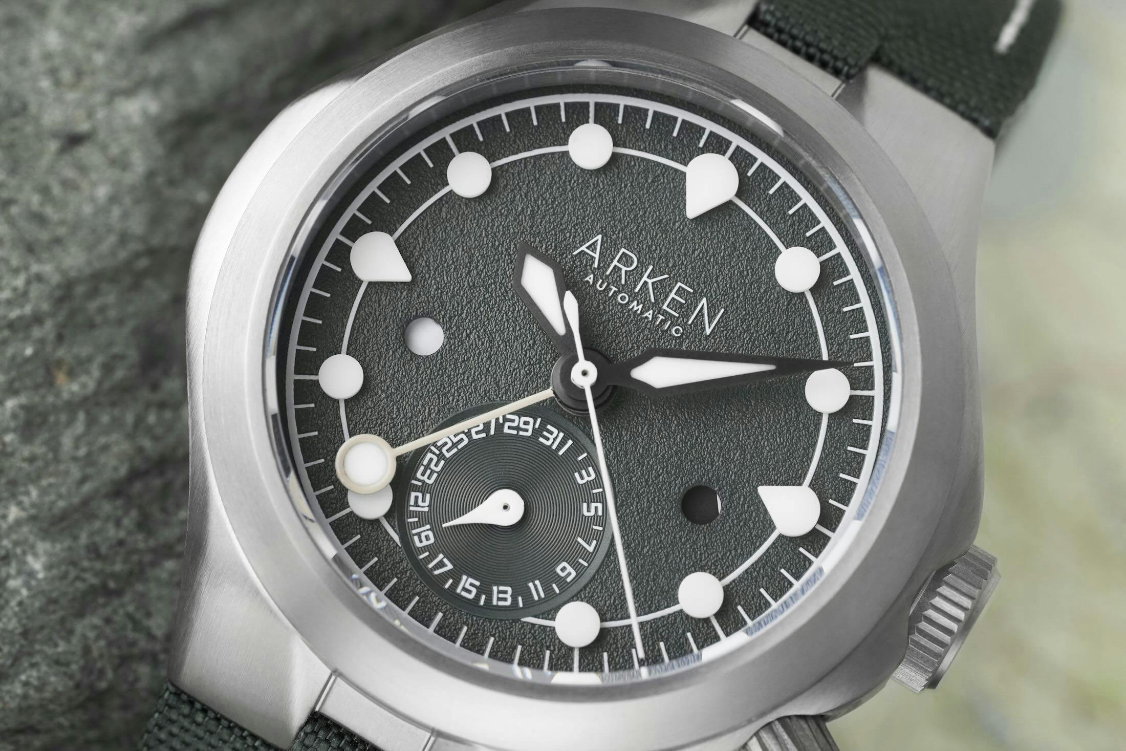 Alterum Sage Green Dial Closeup
