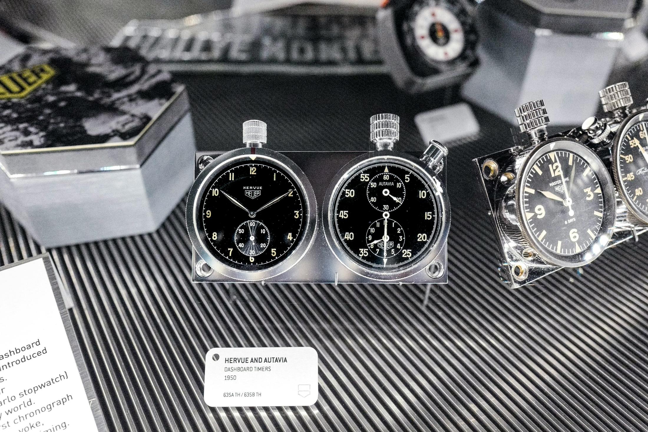 A Heuer dash timer set