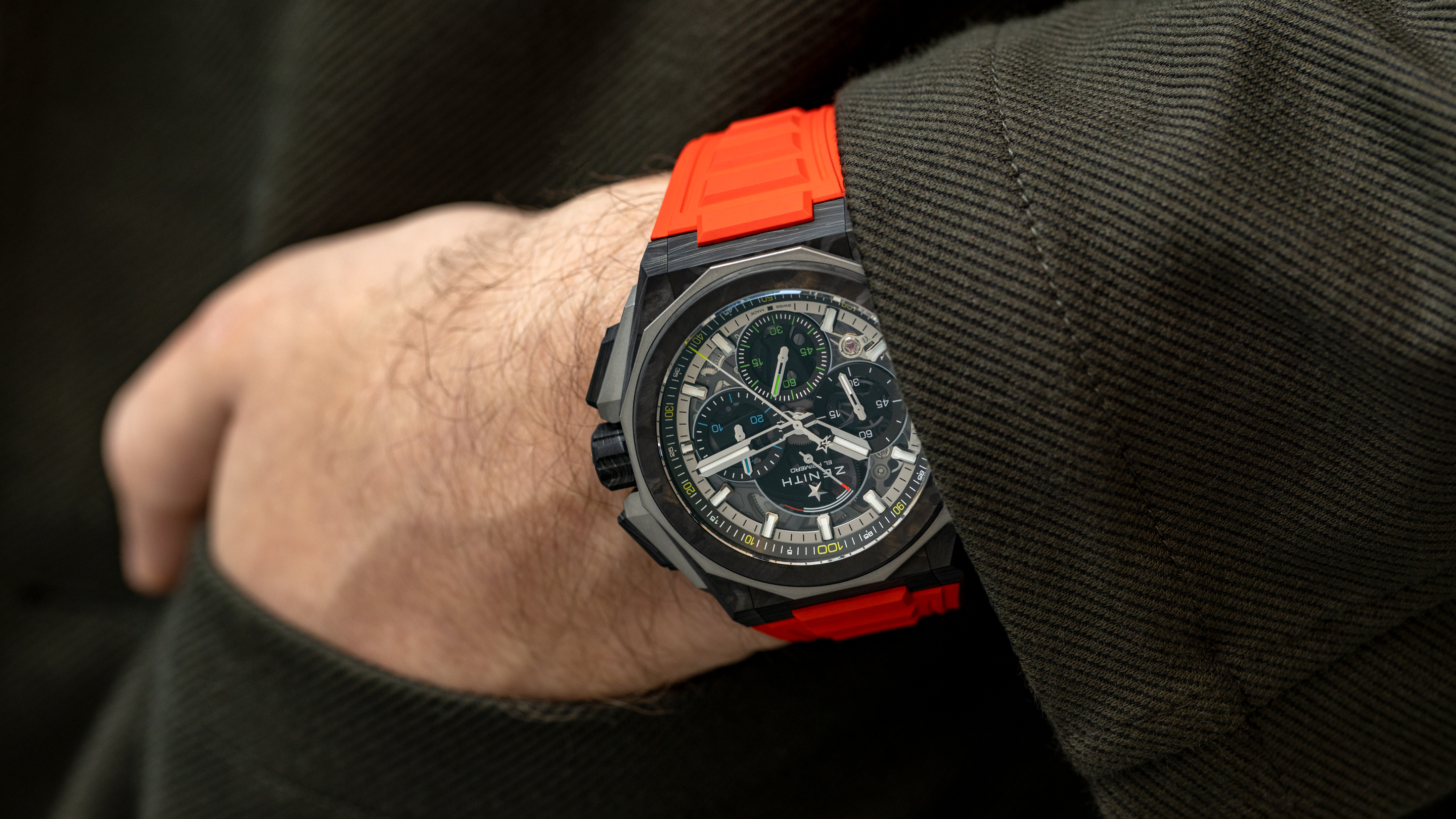 Zenith carbon outlet fiber watch