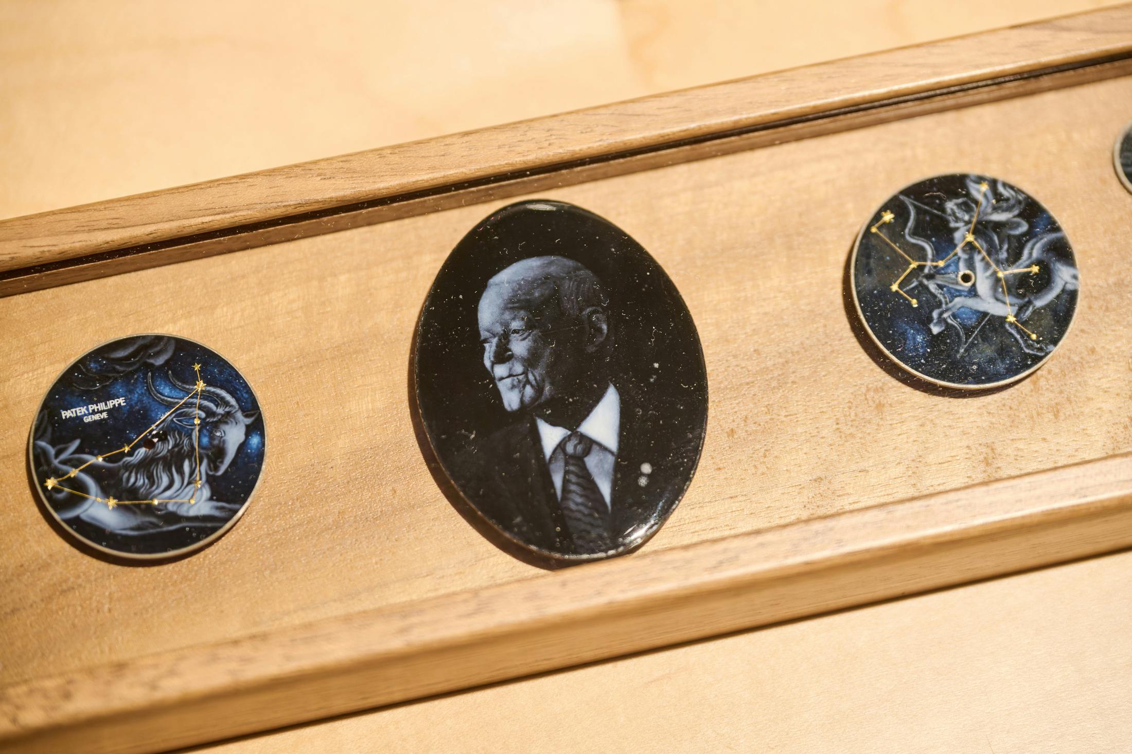 <p>A portrait of the late Philippe Stern was on display, as well as examples of dials from past Rare Handcrafts zodiac pieces and other current-collection dials.</p>